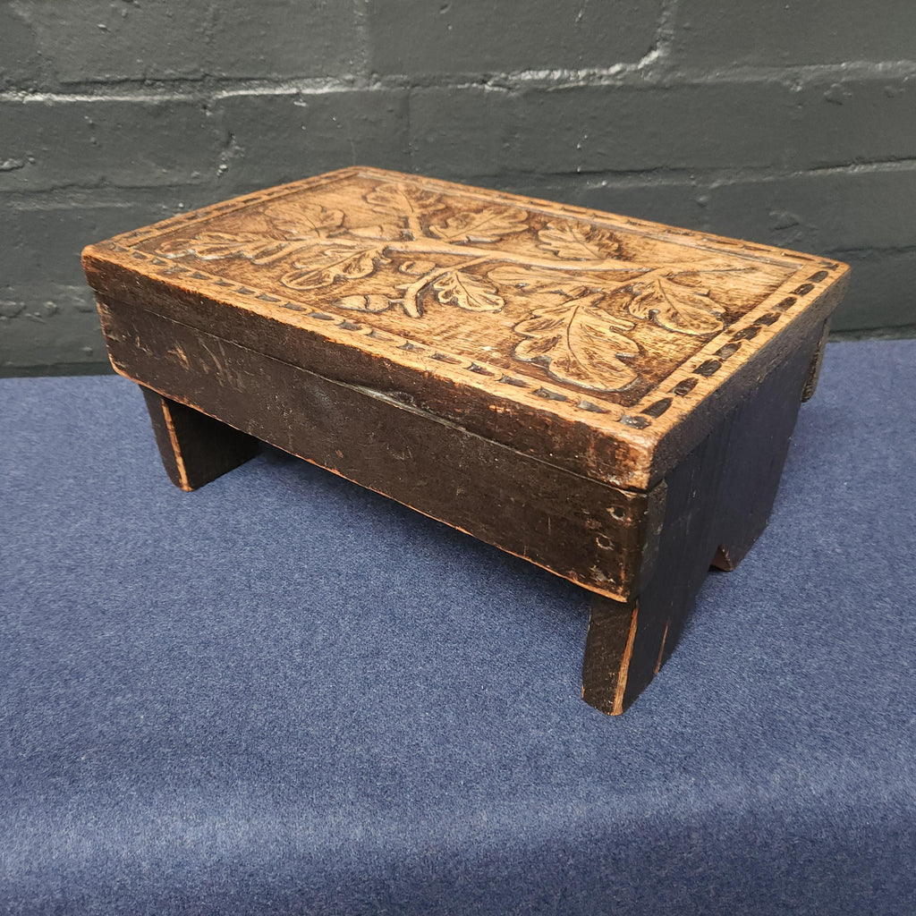 Rustic Carved Foot Stool