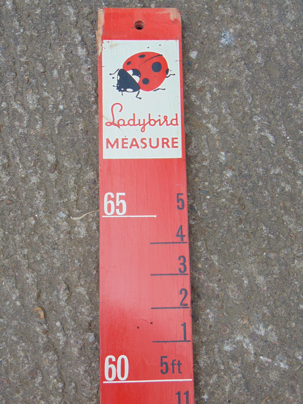 Vintage Ladybird Wooden Height Measure - 72 Inch Children's Clothing Display