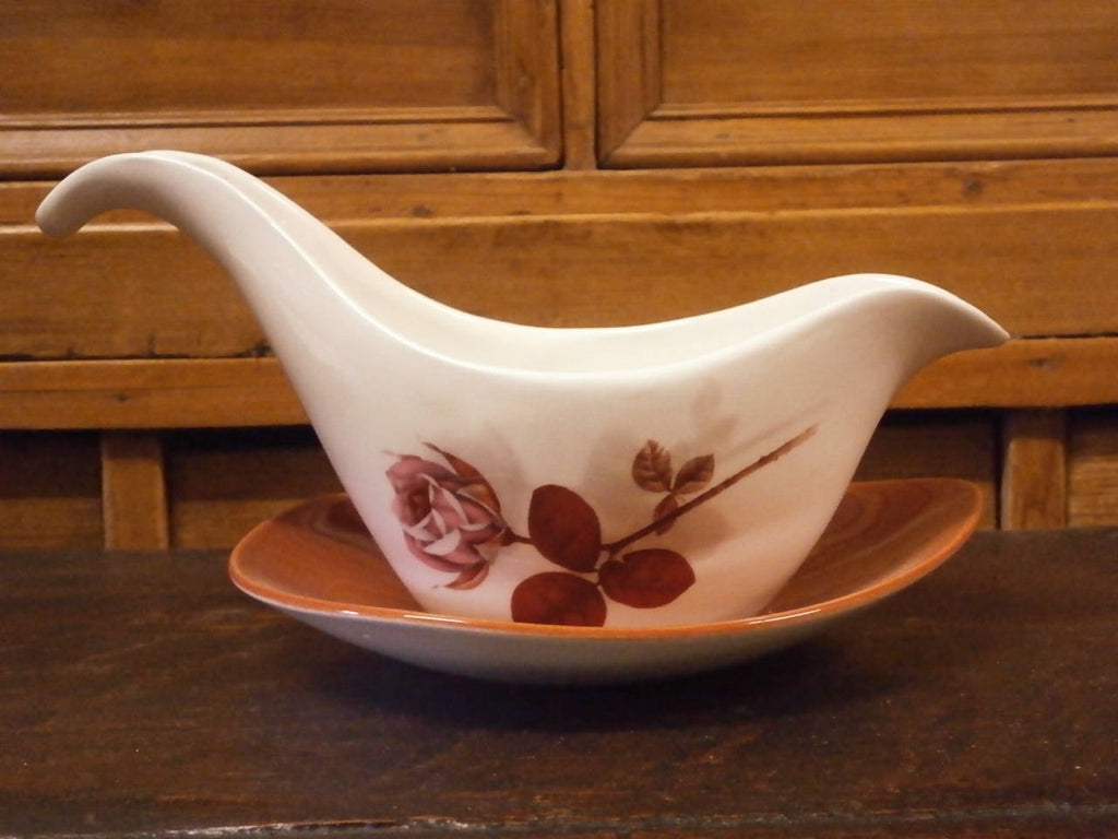 Midwinter Stylecraft 'Shadow Rose' Gravy/Sauce Boat & Stand - Retro - Mid Century - Vintage