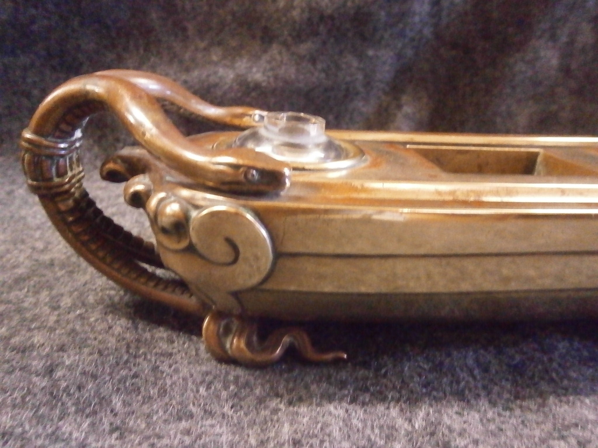 Late 19thC Japanese Gilt Bronze Desk Stand / Inkwell