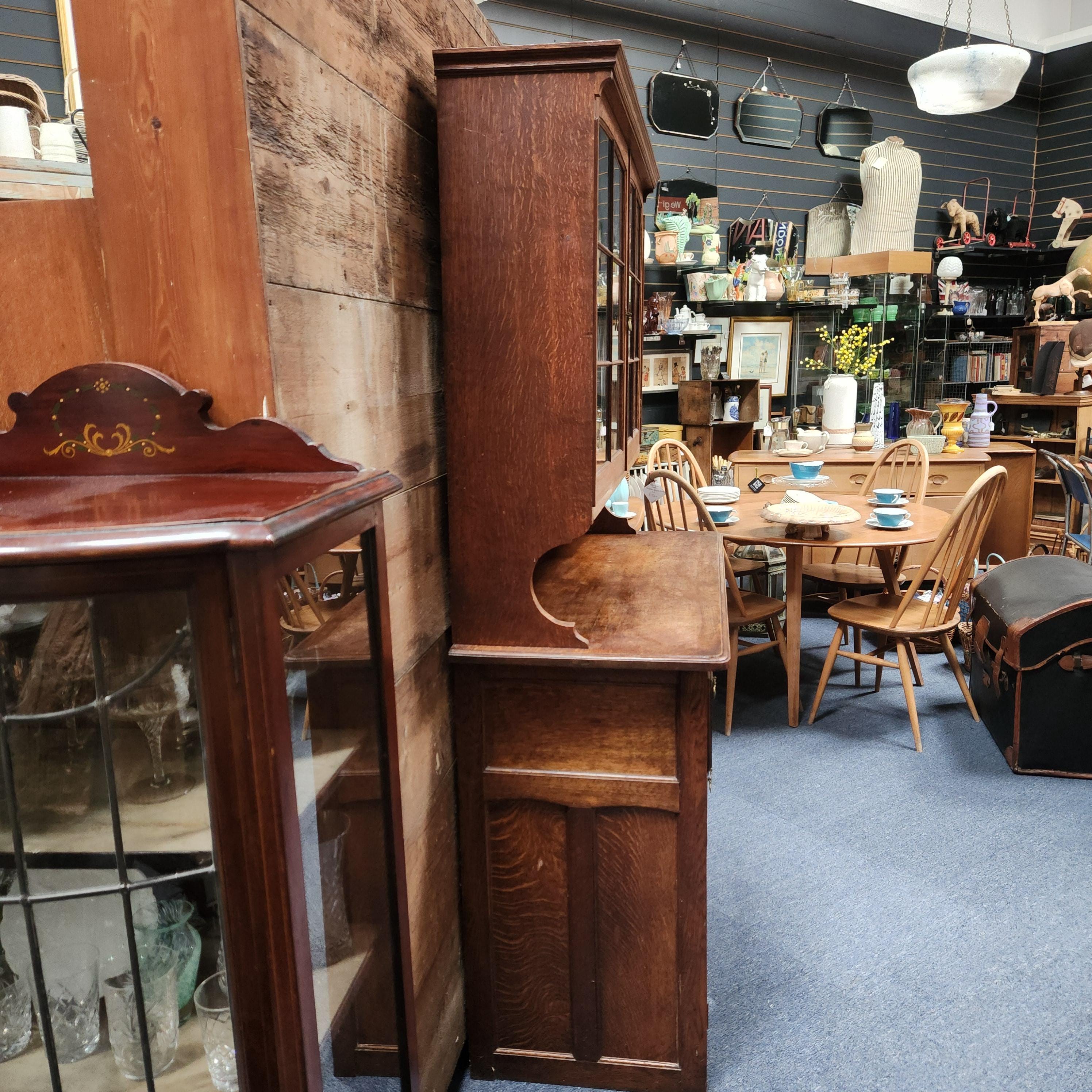 Late 19th/Early 20thC Half Glazed Oak Dresser