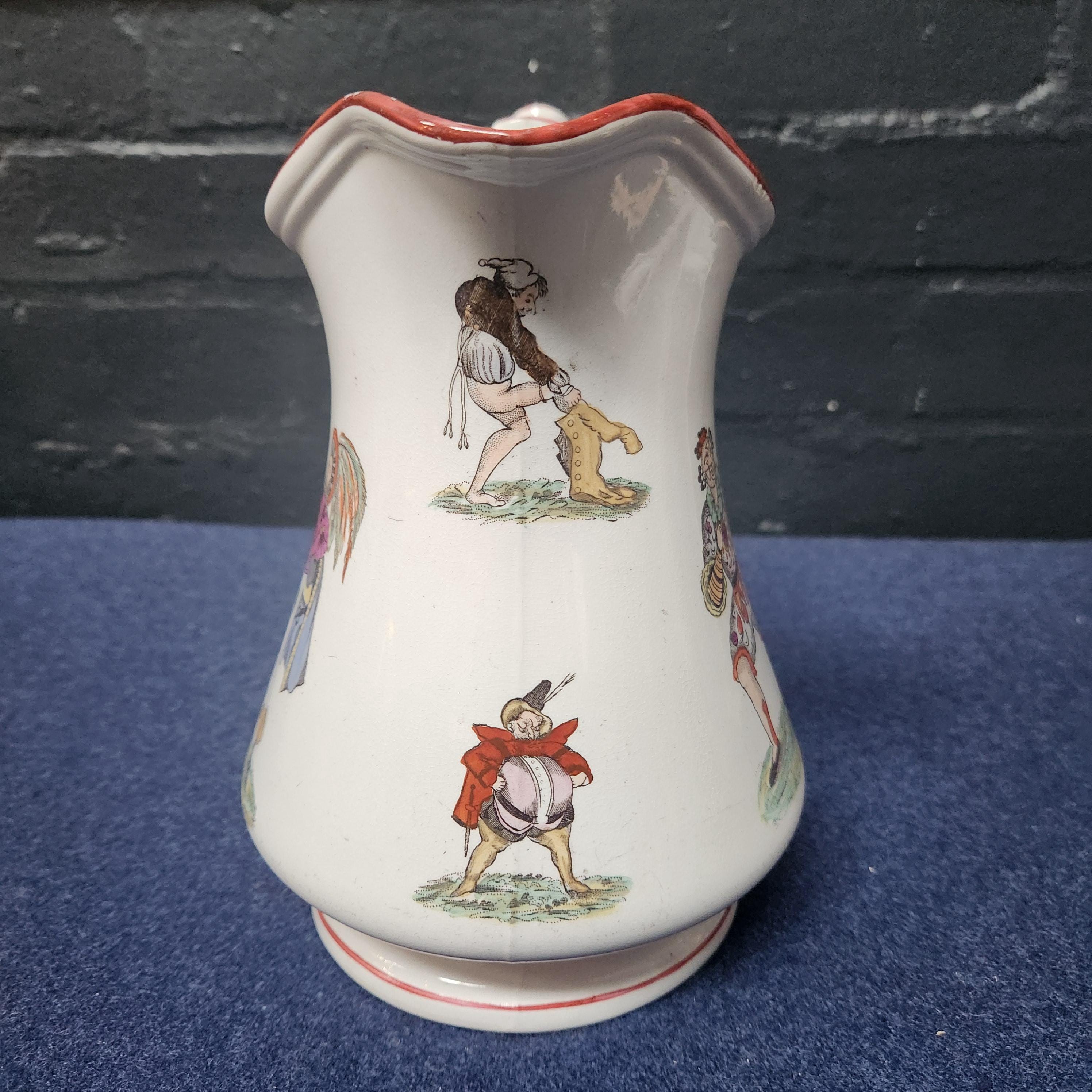 SOLD **** 19thC Elsmore & Forster Jester Puzzle Jug