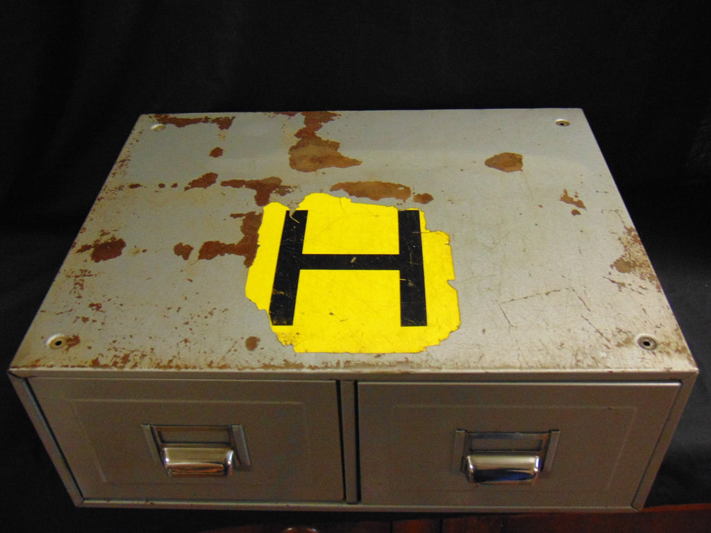 Vintage Industrial Bank of 2 Index Card Filing Drawers