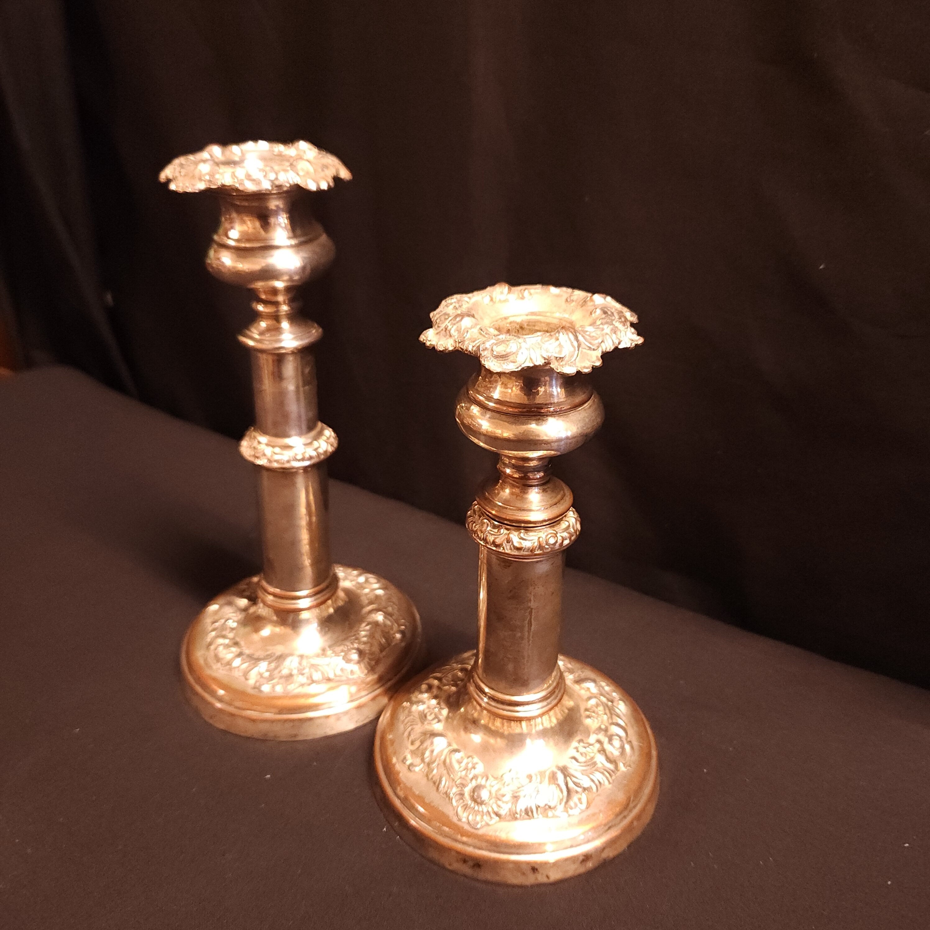 Pair Georgian Silver on Copper Candlesticks circa 1810/1820