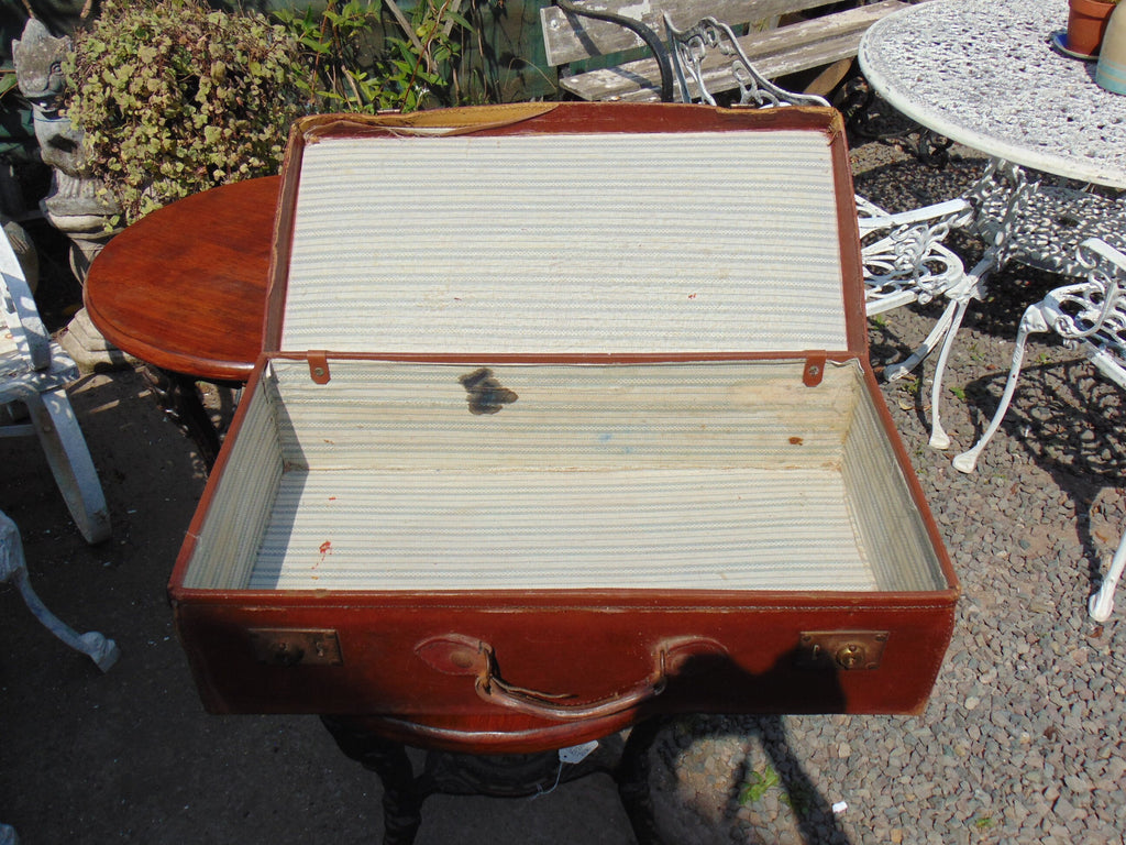Vintage Tan Leather Suitcase