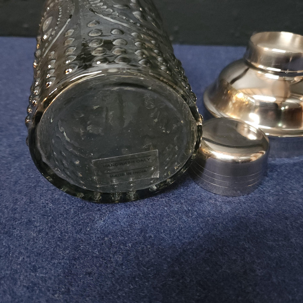 Vintage Silvered Glass & White Metal Cocktail Mixer