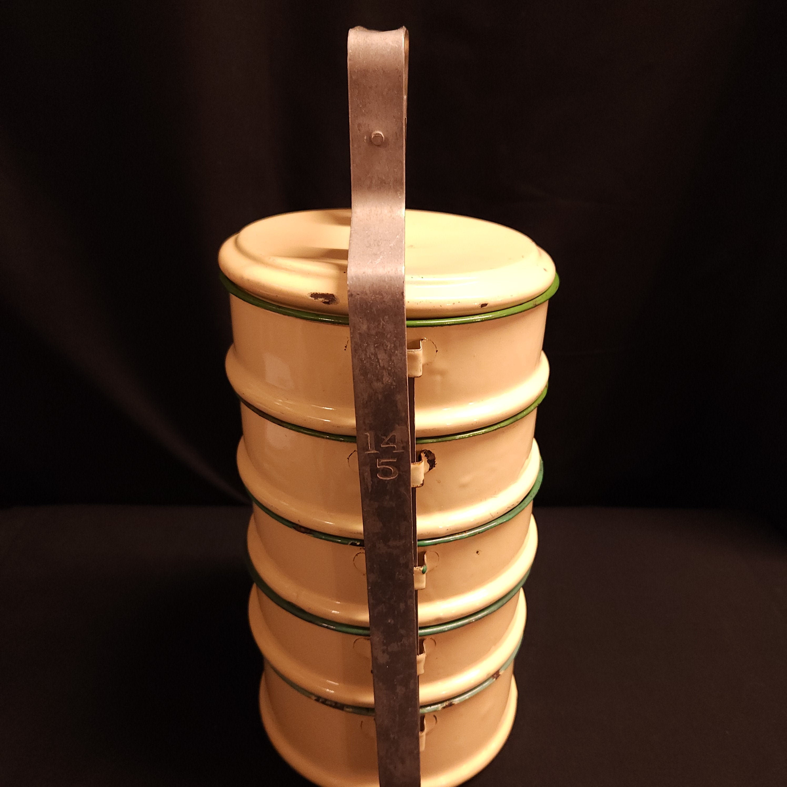 Vintage Enamel 5 Tier Tiffin Box