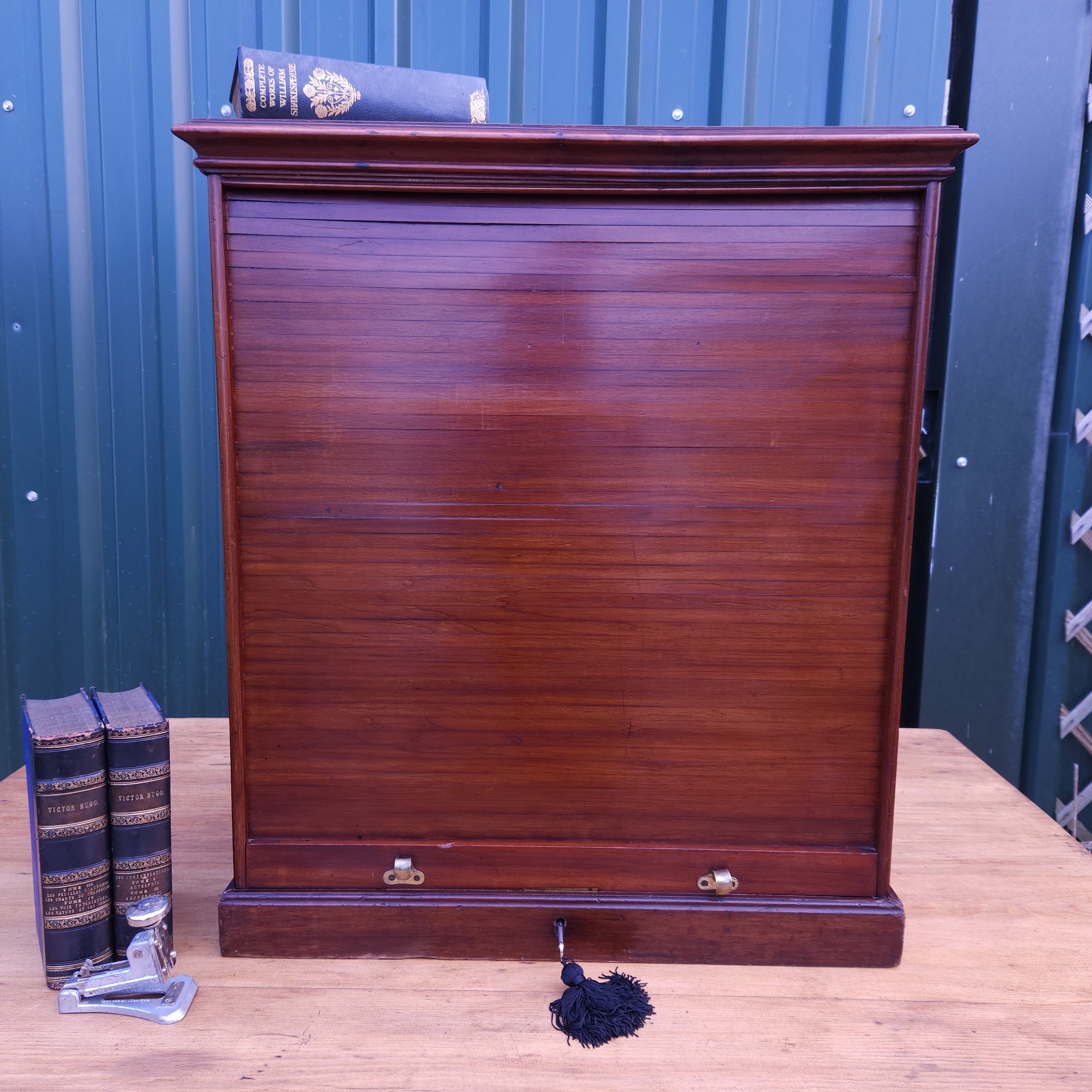 Vintage Tambour Cabinet with Pigeon Holes