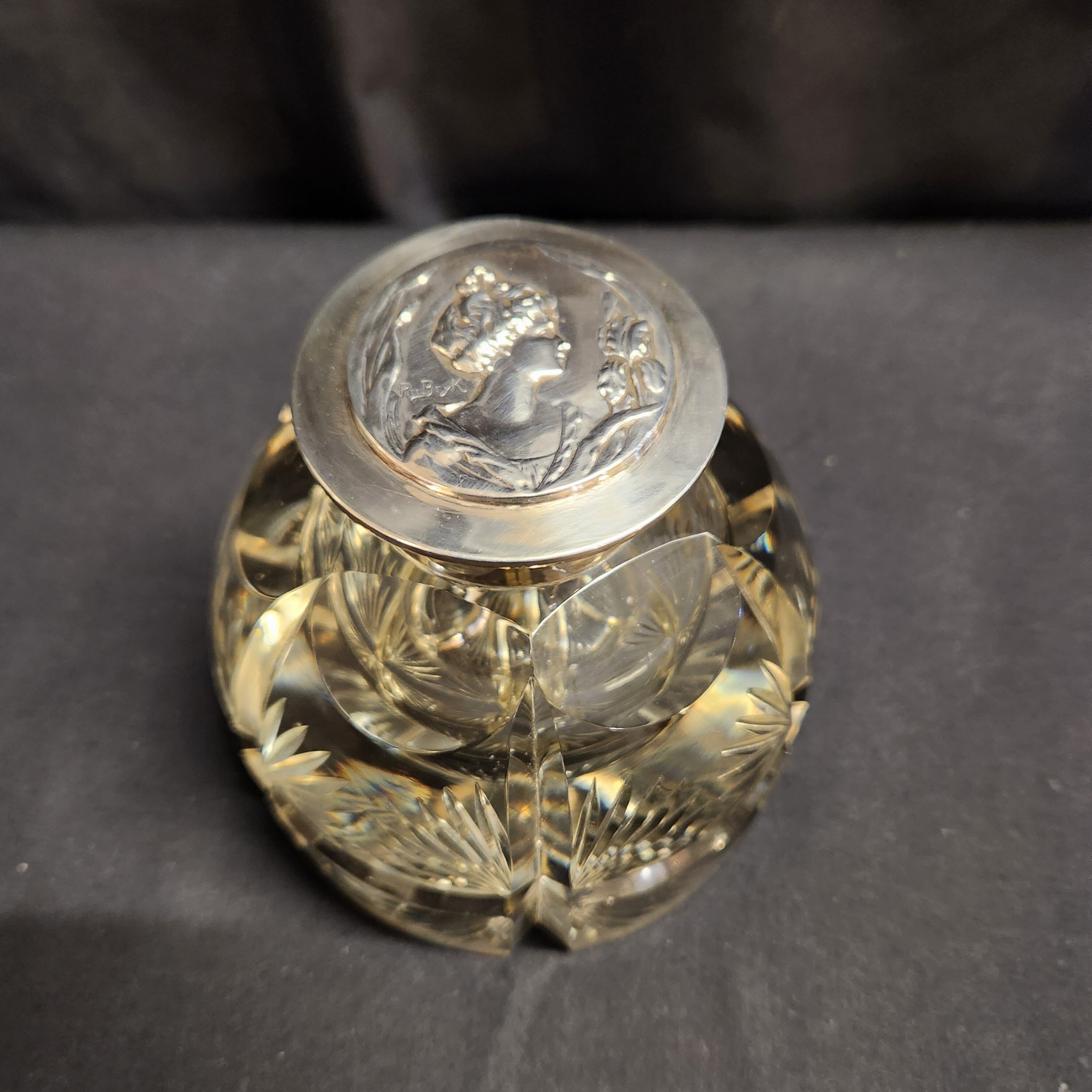 Thomas Webb & Sons, Large Heavy Cut Glass and Hallmarked Silver Inkwell