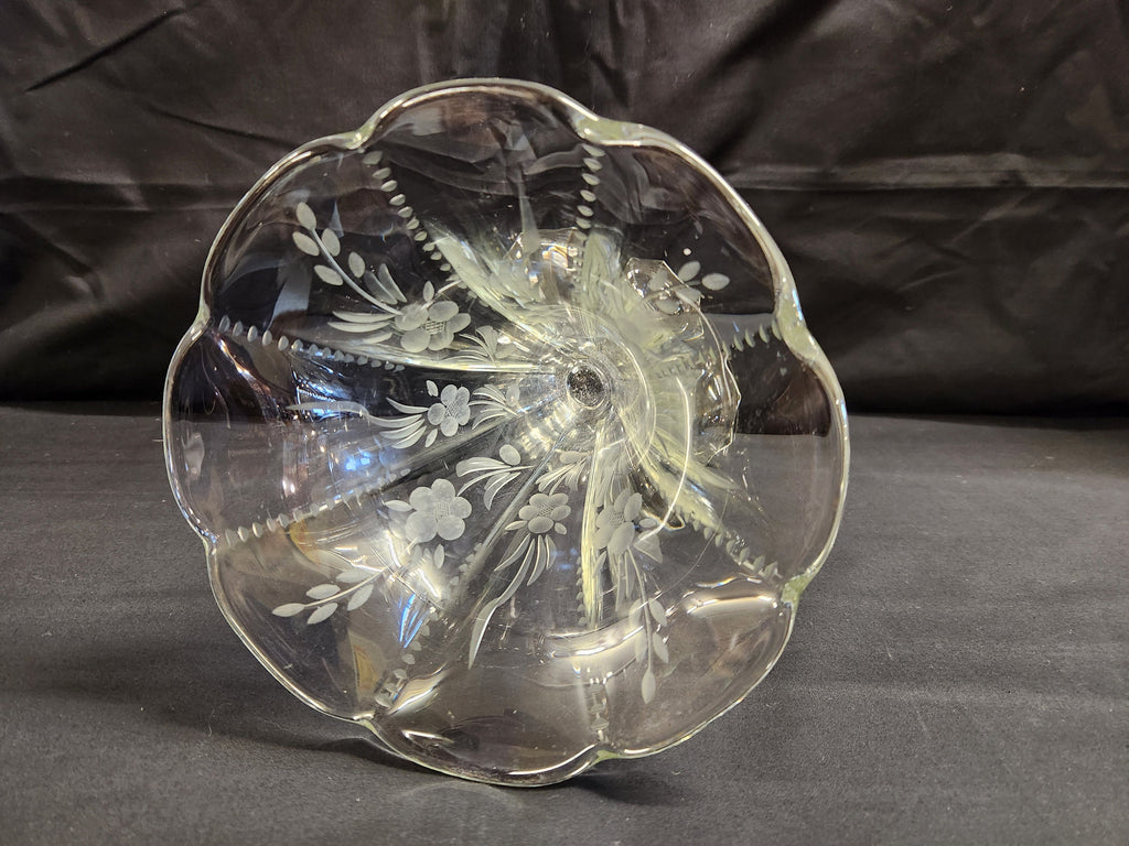 Etched Lead Glass Vase