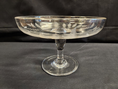 Antique Georgian Lead Glass, Heavy Quality, Etched Comport