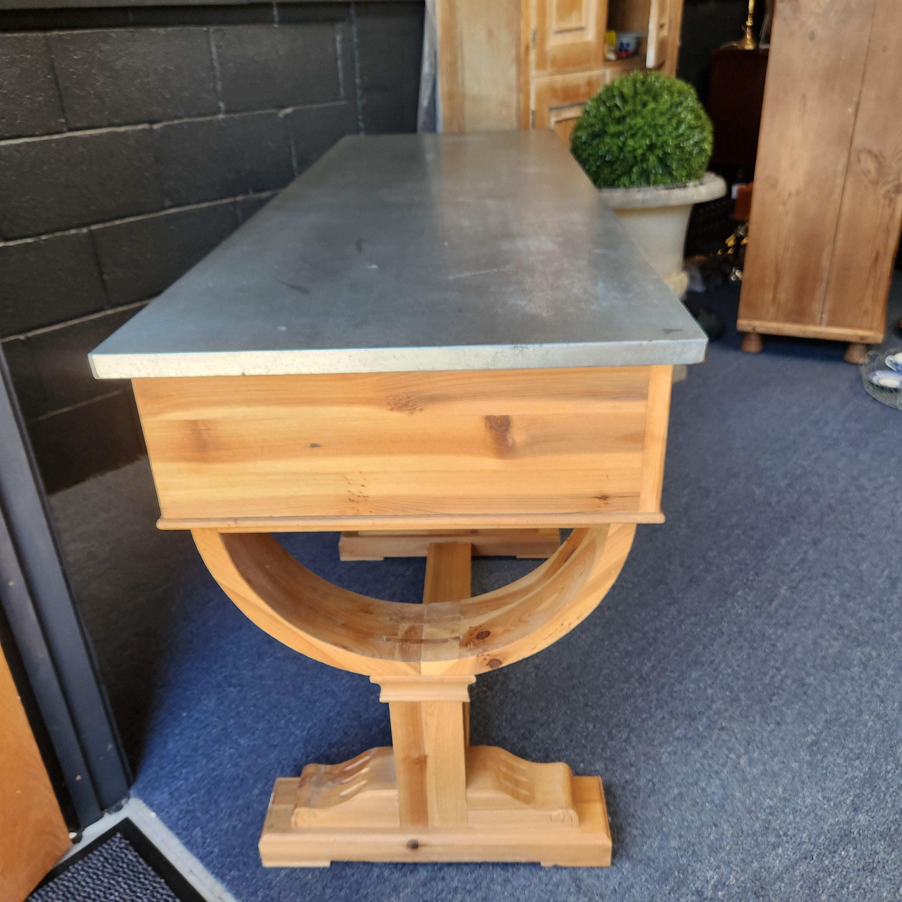 Galvanised Zinc Topped Kitchen Console or Kitchen Island Table