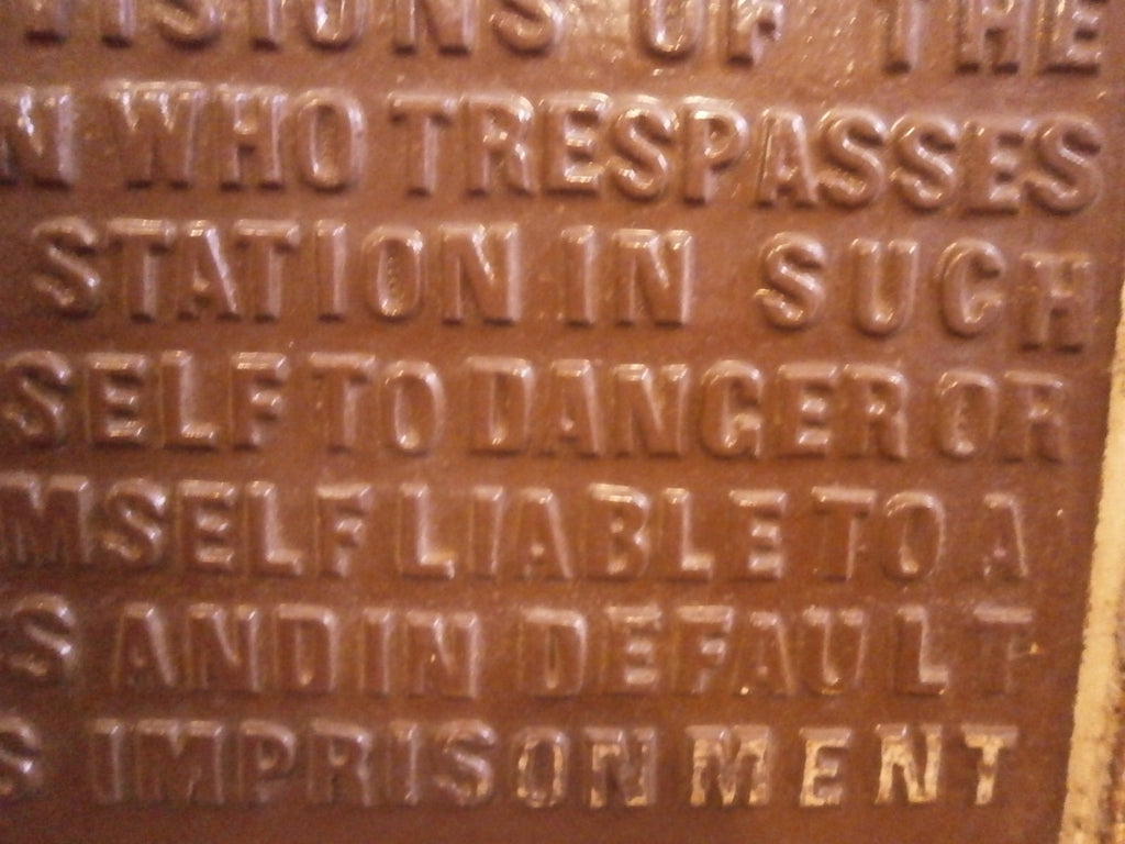 Cast Iron GWR Railway Notice Sign, Trespasser Warning, Original Antique