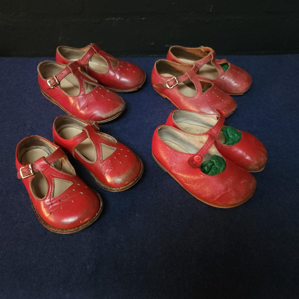 Vintage Childrens Red Leather Shoes, Start-Rite and Clarks