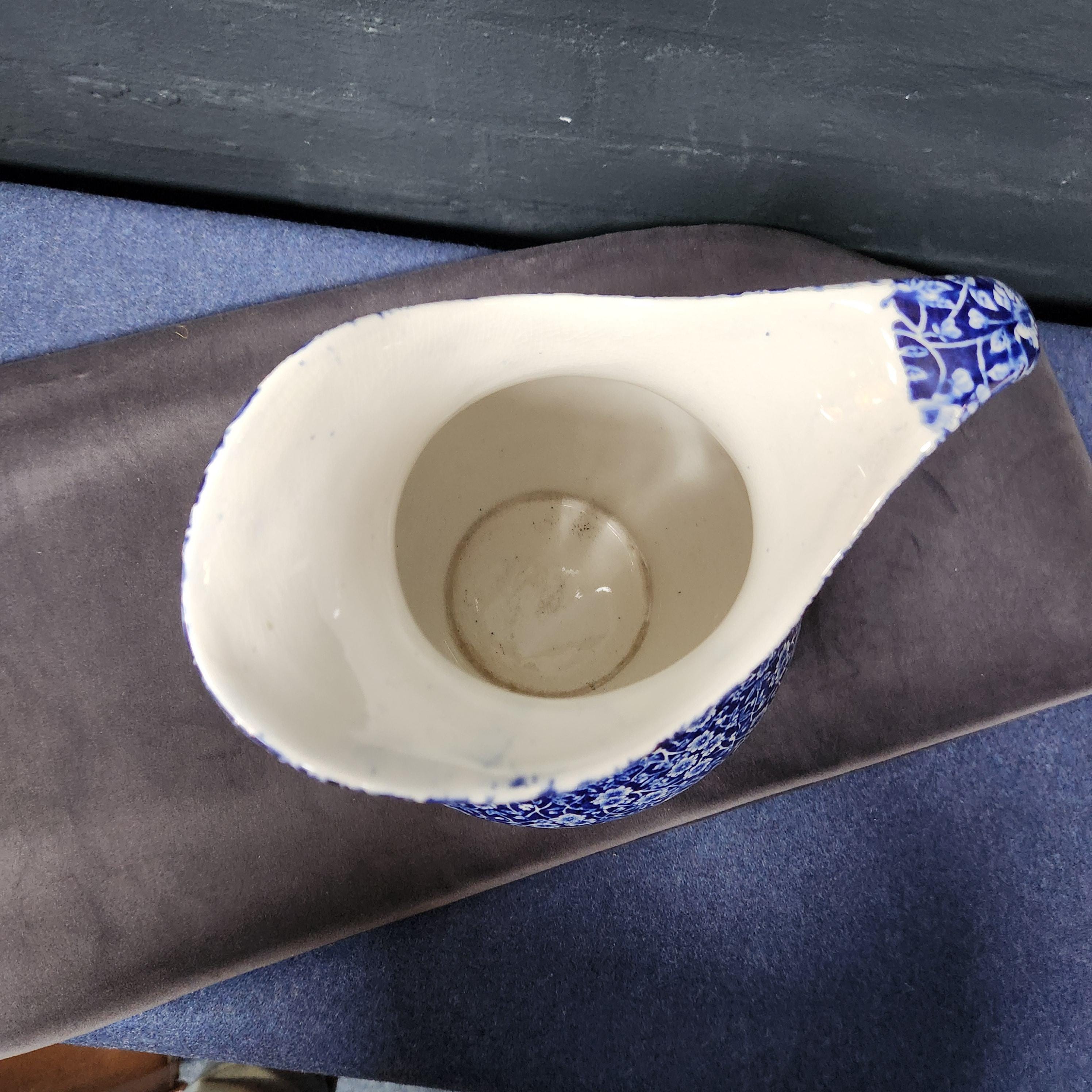 Large Calico Blue Pitcher - Burleigh Ware by Burgess & Leigh