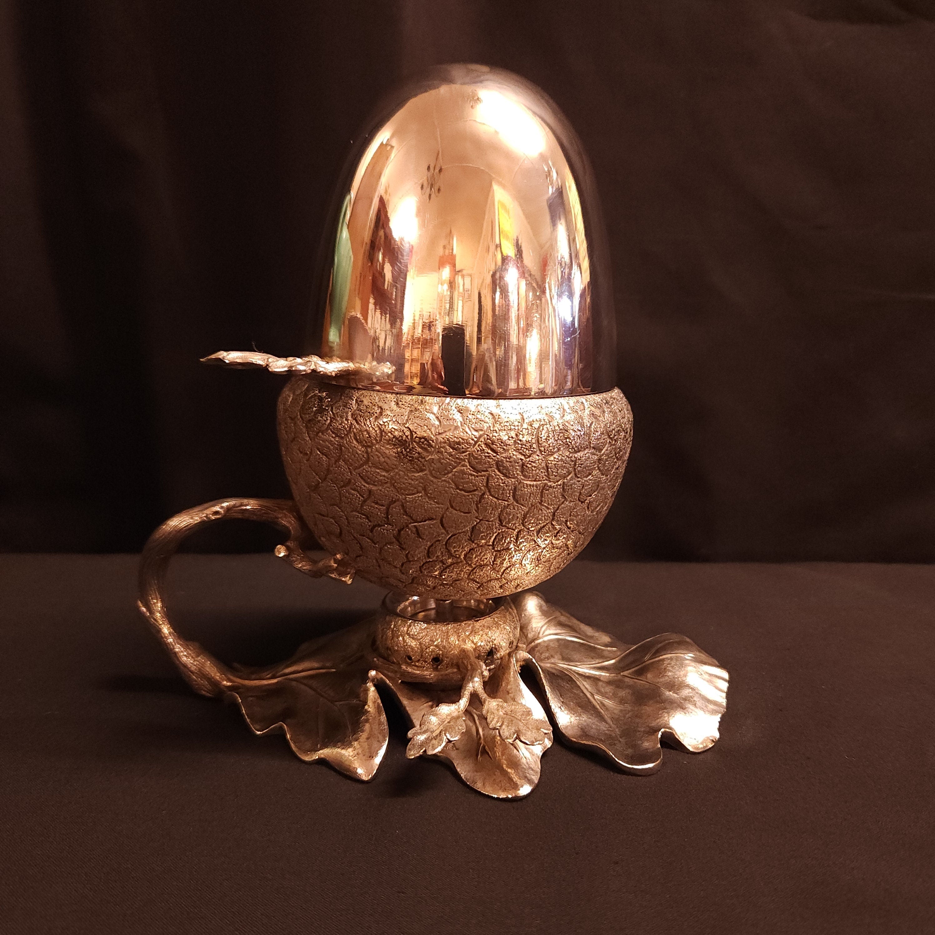 Victorian Silver Plated Warmer in the Shape of an Acorn