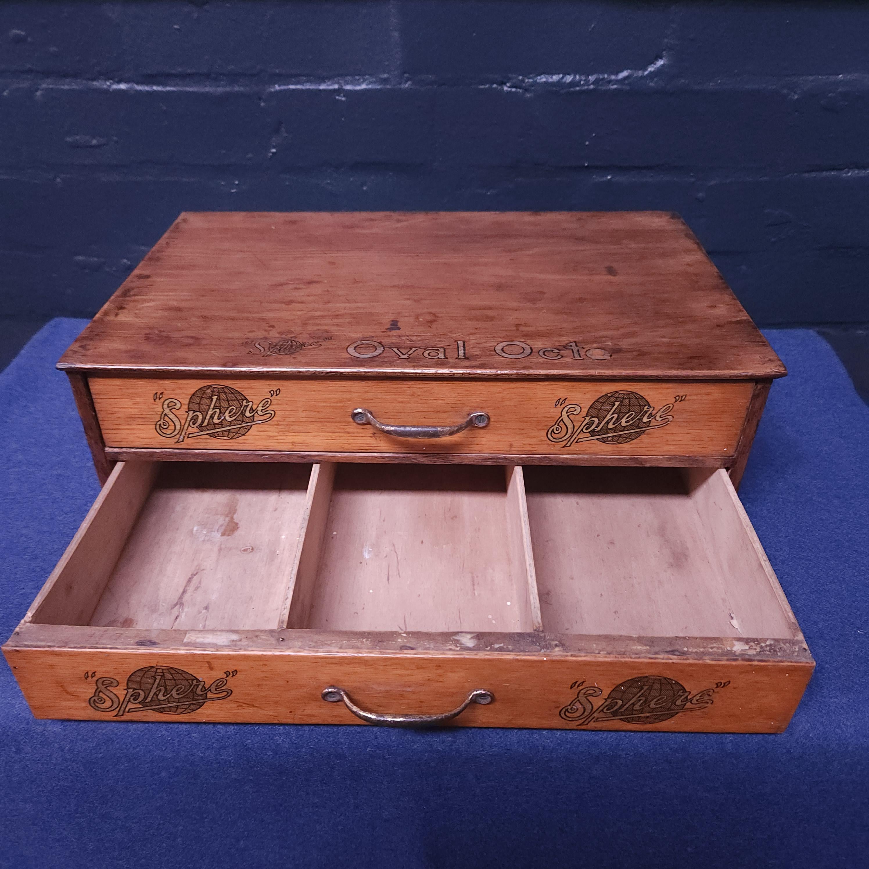 Early 20thC Retail Counter Top Haberdashery Drawers for Sphere Oval-Oct Suspenders