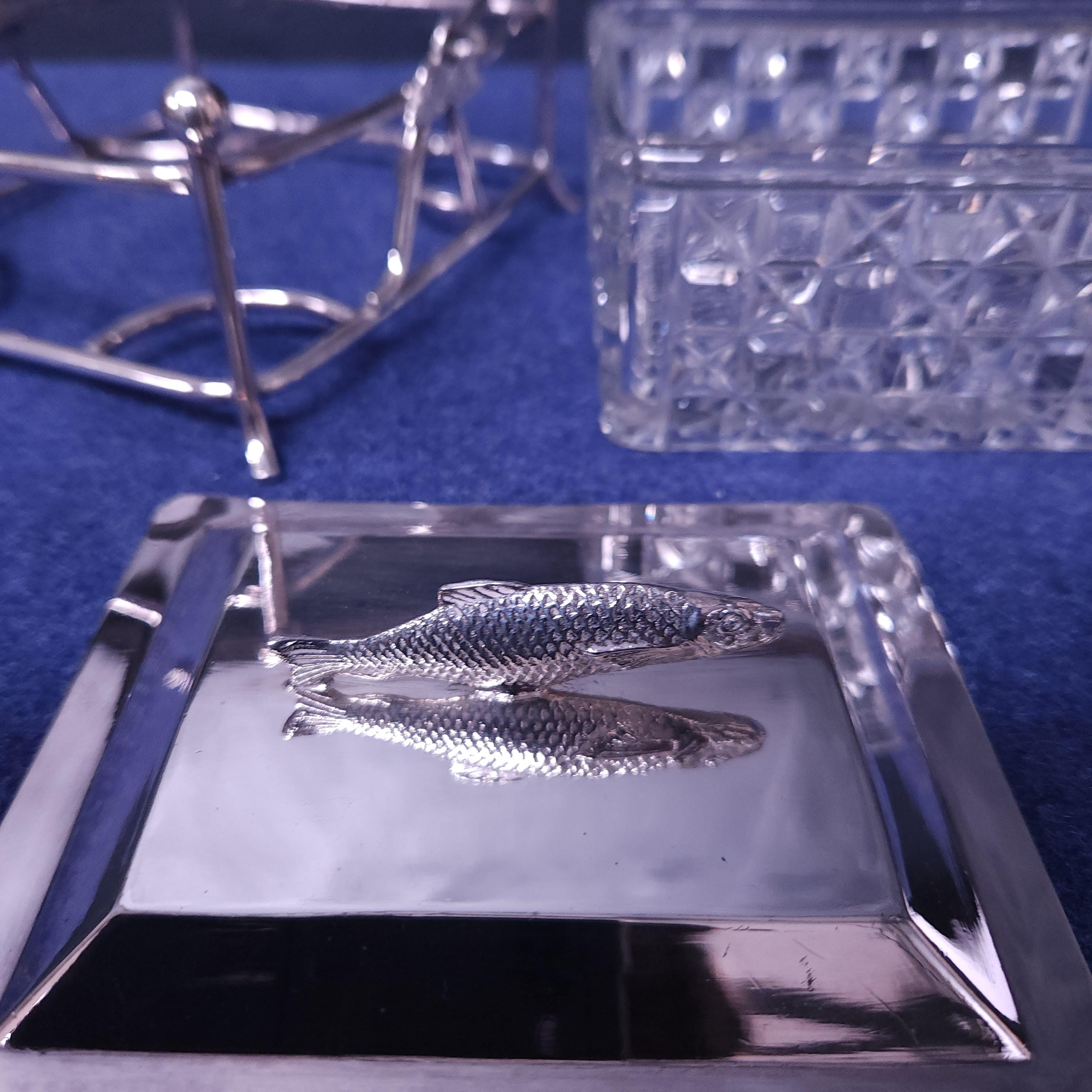 Silverplate & Glass Sardine Dish and Cover