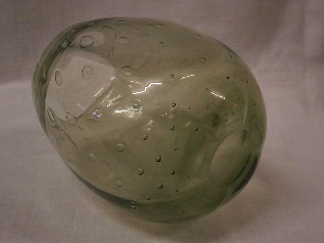 Whitefriars Controlled Bubble Vase in Ocean Green - Vintage - Retro