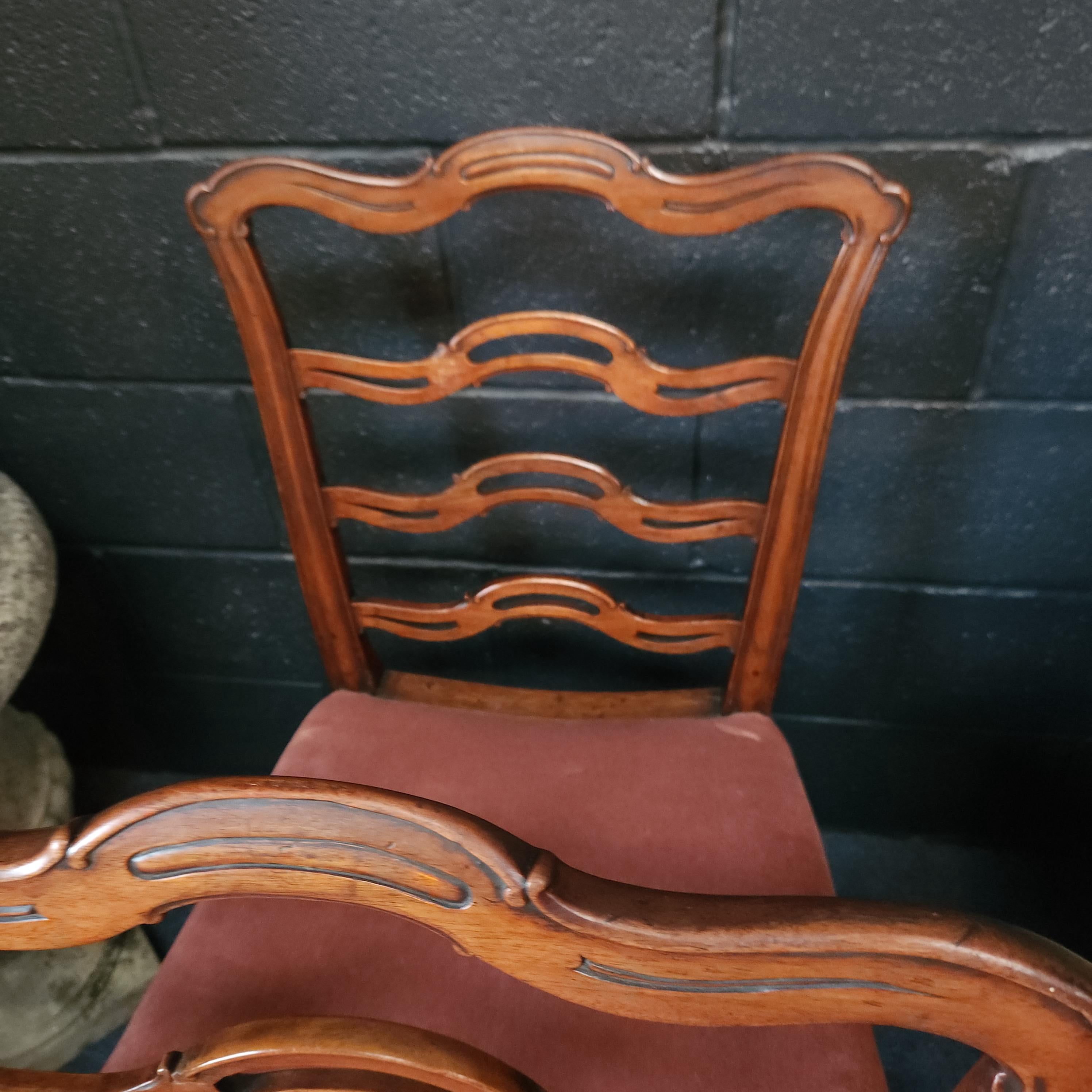 Set of Six George III 'Wavy' Ladderback Mahogany Dining Chairs