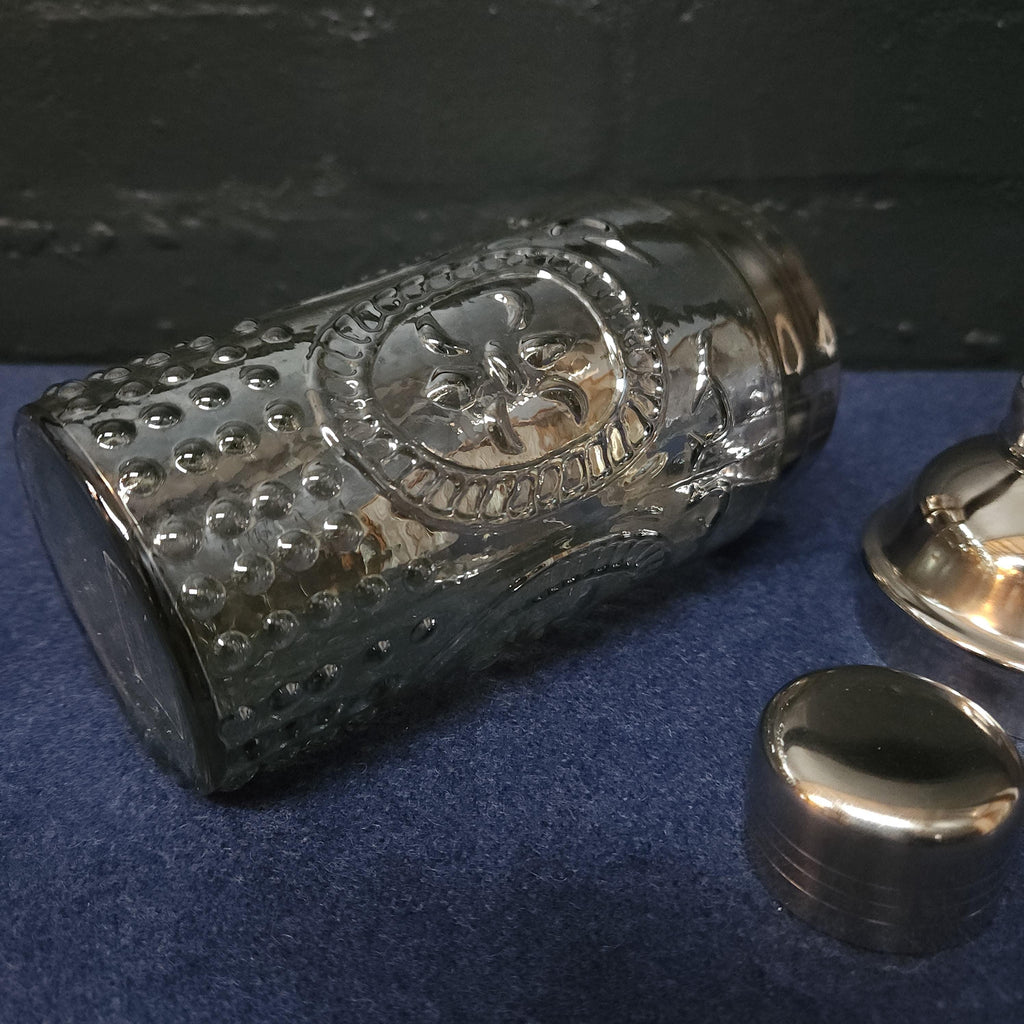 Vintage Silvered Glass & White Metal Cocktail Mixer