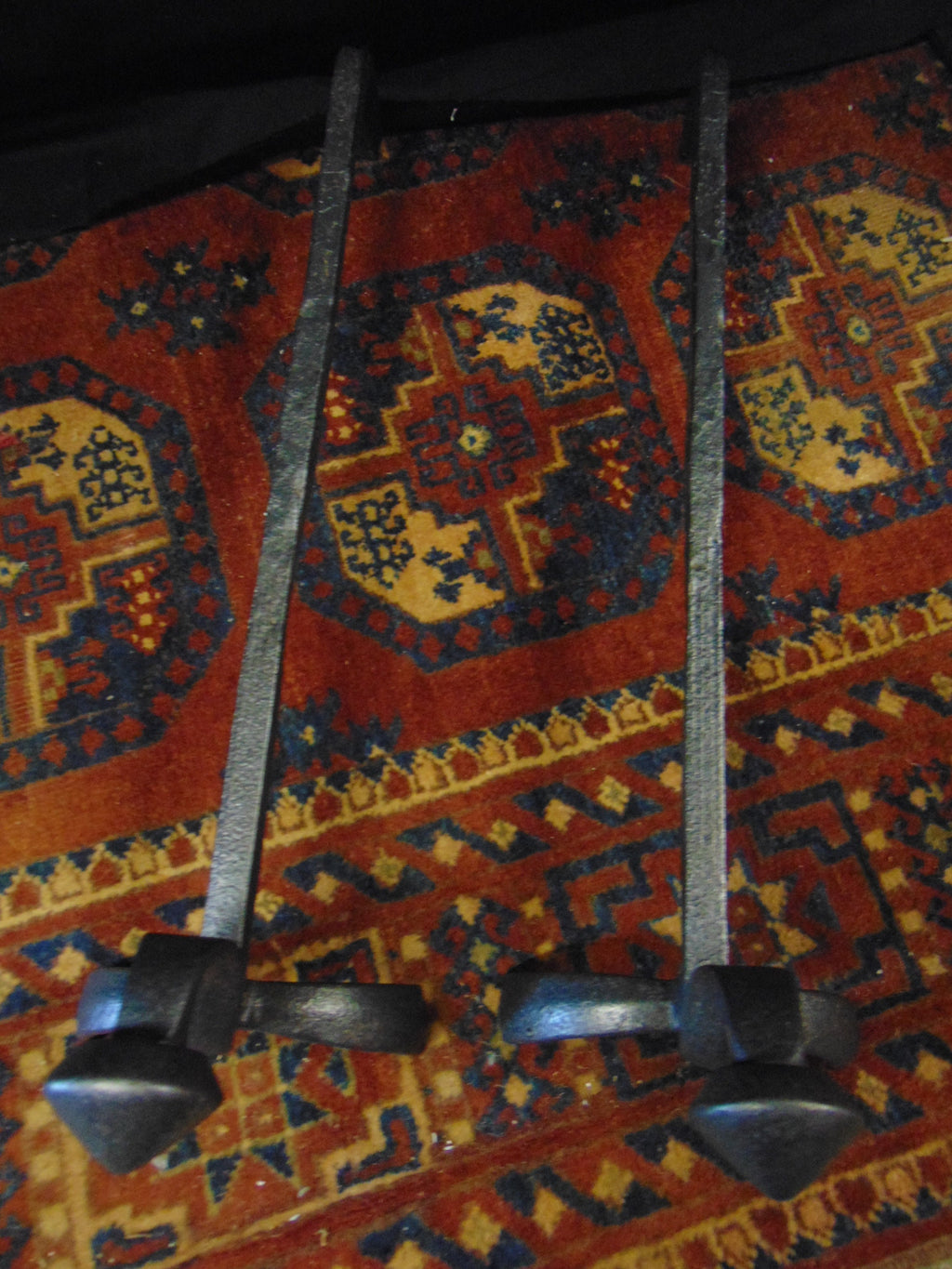 Pair Wrought Iron Andirons / Fire Dogs