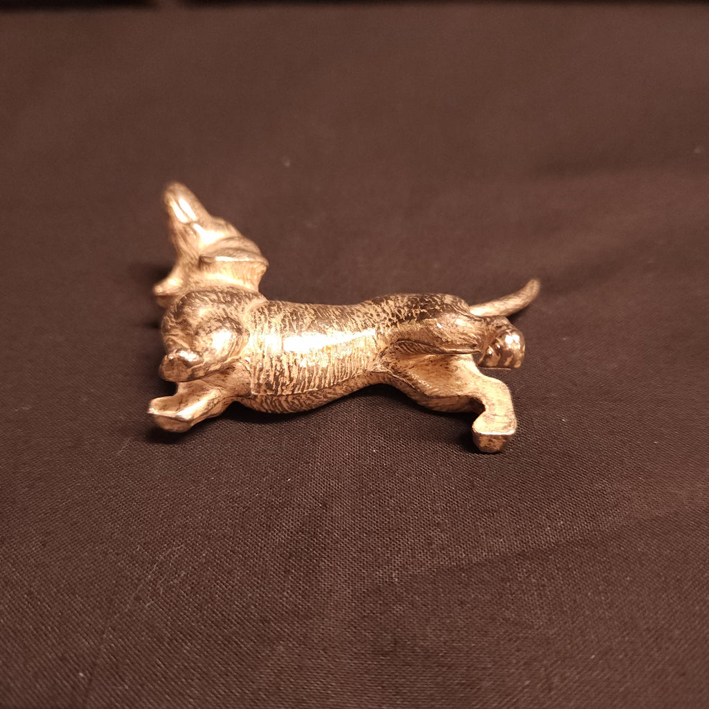 Small White Metal Dachshund Figurine