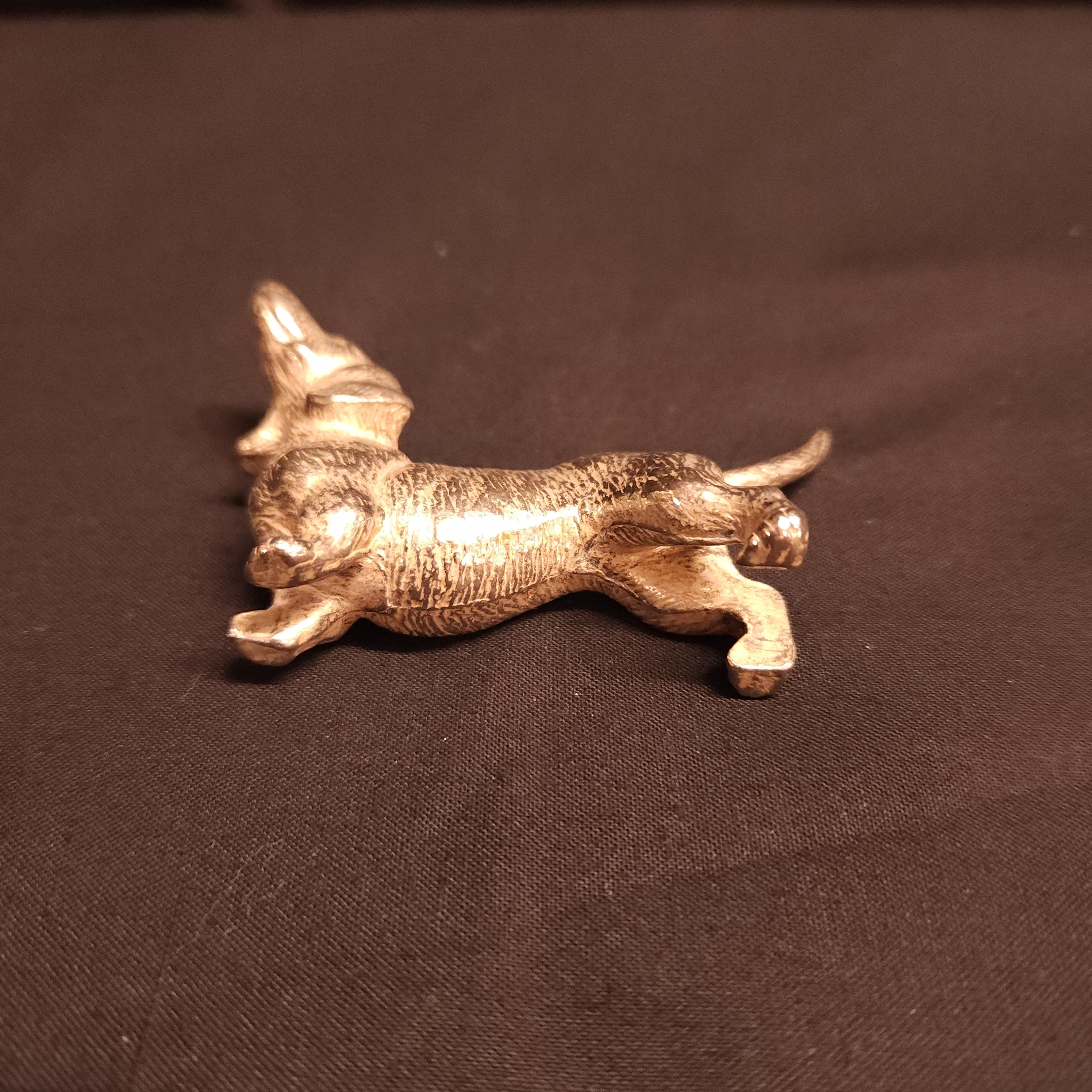 Small White Metal Dachshund Figurine