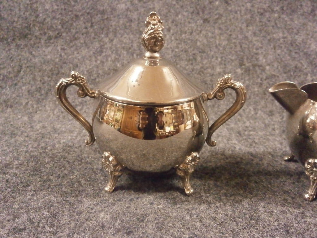 Vintage Silver Plate Coffee Pot, Covered Sugar Bowl and Creamer Jug