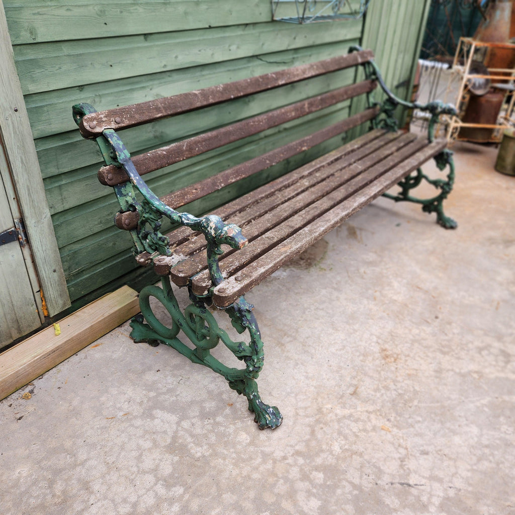 19thC Antique Original Coalbrookdale Serpent and Grape Cast Iron Garden Bench