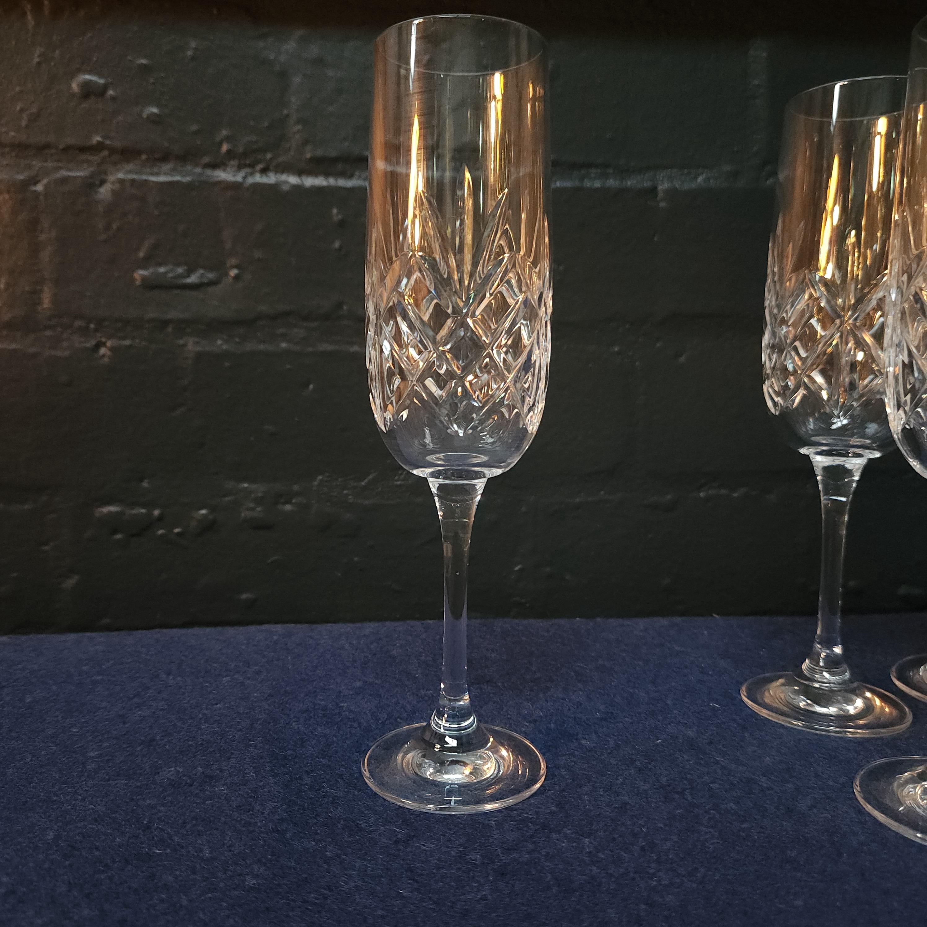 Set 6 Cut Crystal Champangne Flutes - Good Quality