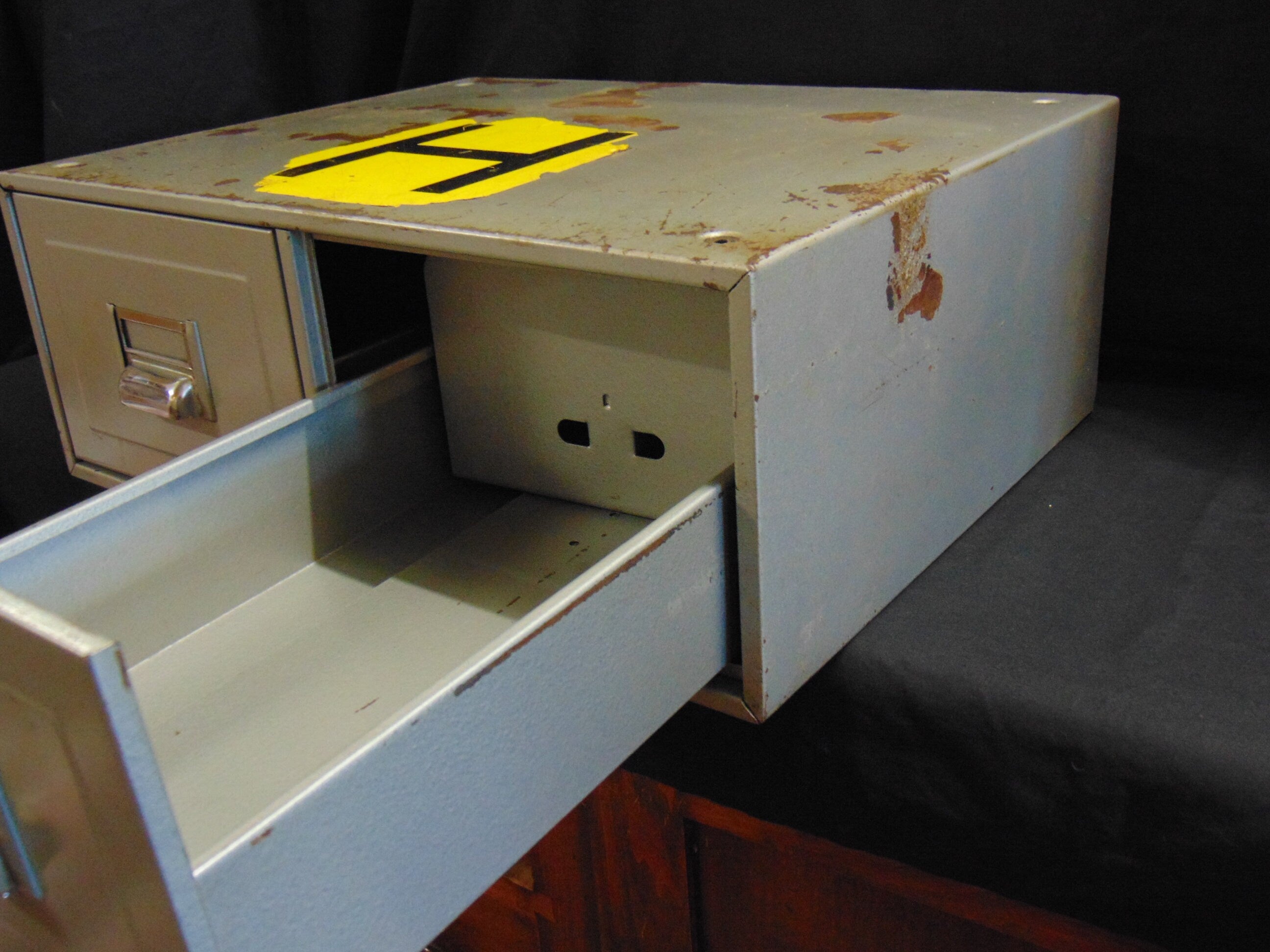 Vintage Industrial Bank of 2 Index Card Filing Drawers