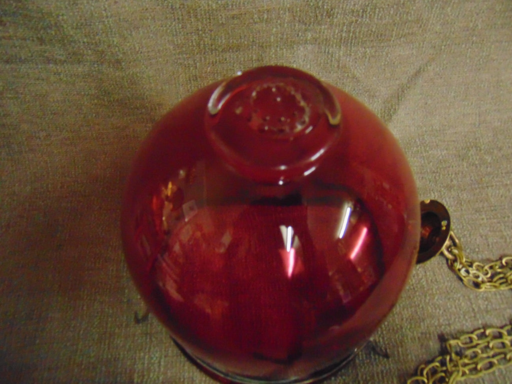 Made in Belgium, Val St. Lambert, Edwardian Cranberry Glass Ceiling Light Shade