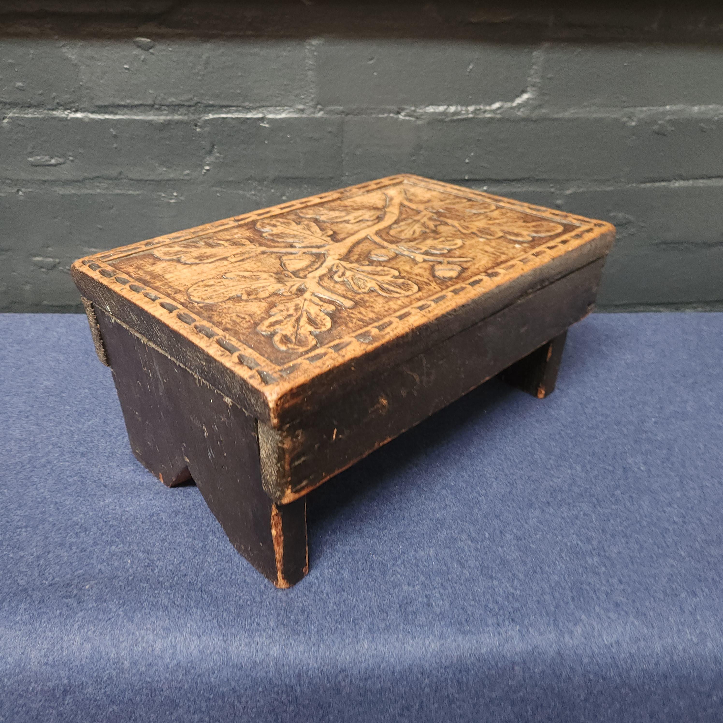 Rustic Carved Foot Stool
