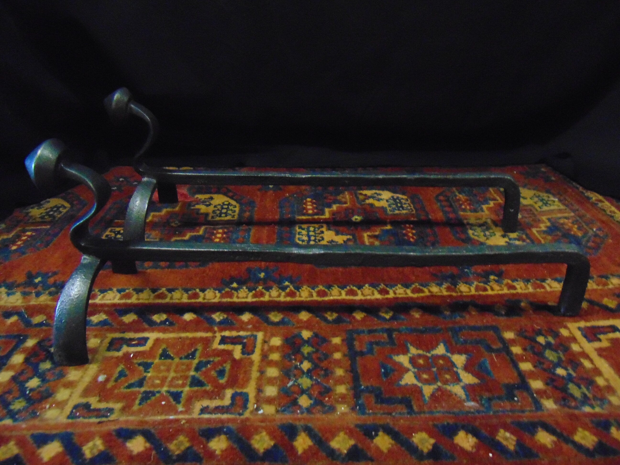 Pair Wrought Iron Andirons / Fire Dogs