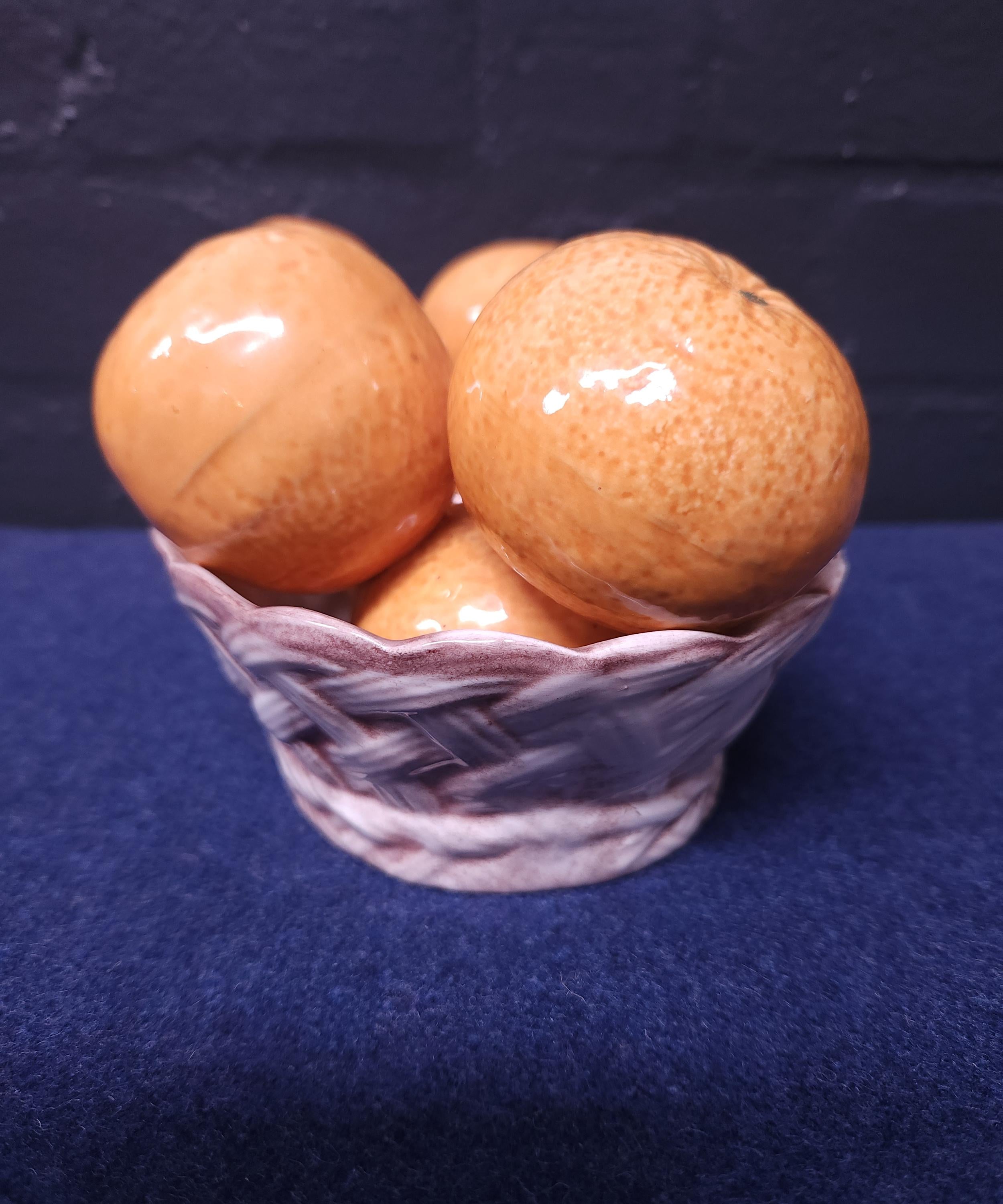 Italian Ceramic Oranges in a Basket