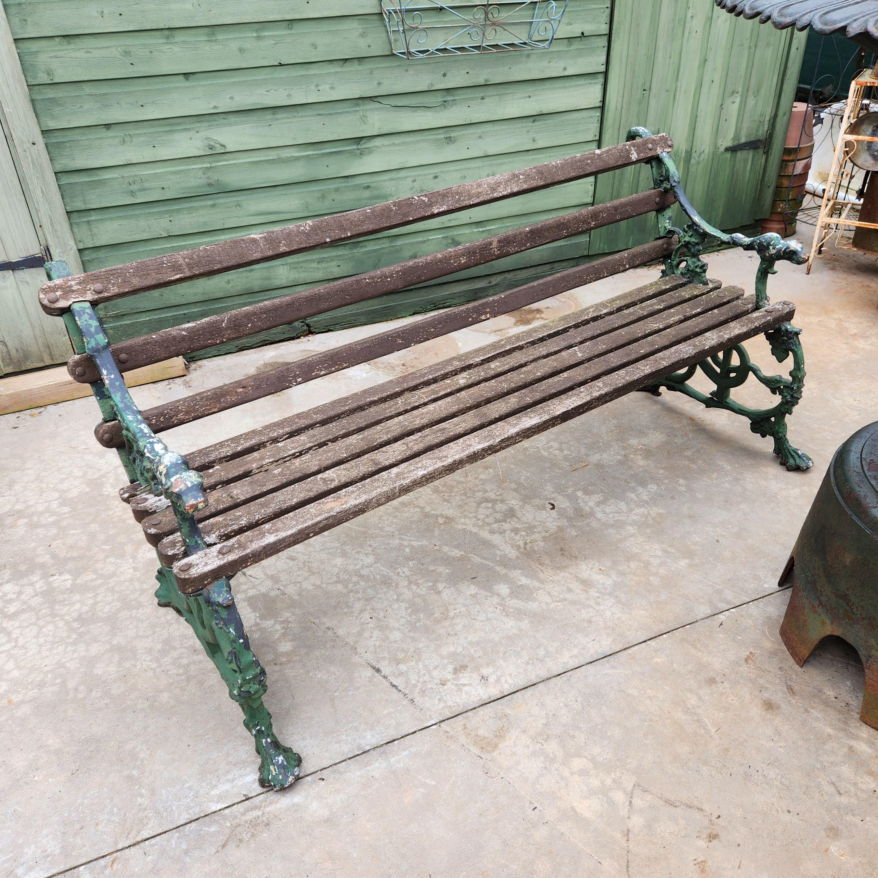 19thC Antique Original Coalbrookdale Serpent and Grape Cast Iron Garden Bench