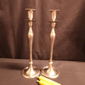 Pair White Metal Reproduction, Georgian Style Candlesticks
