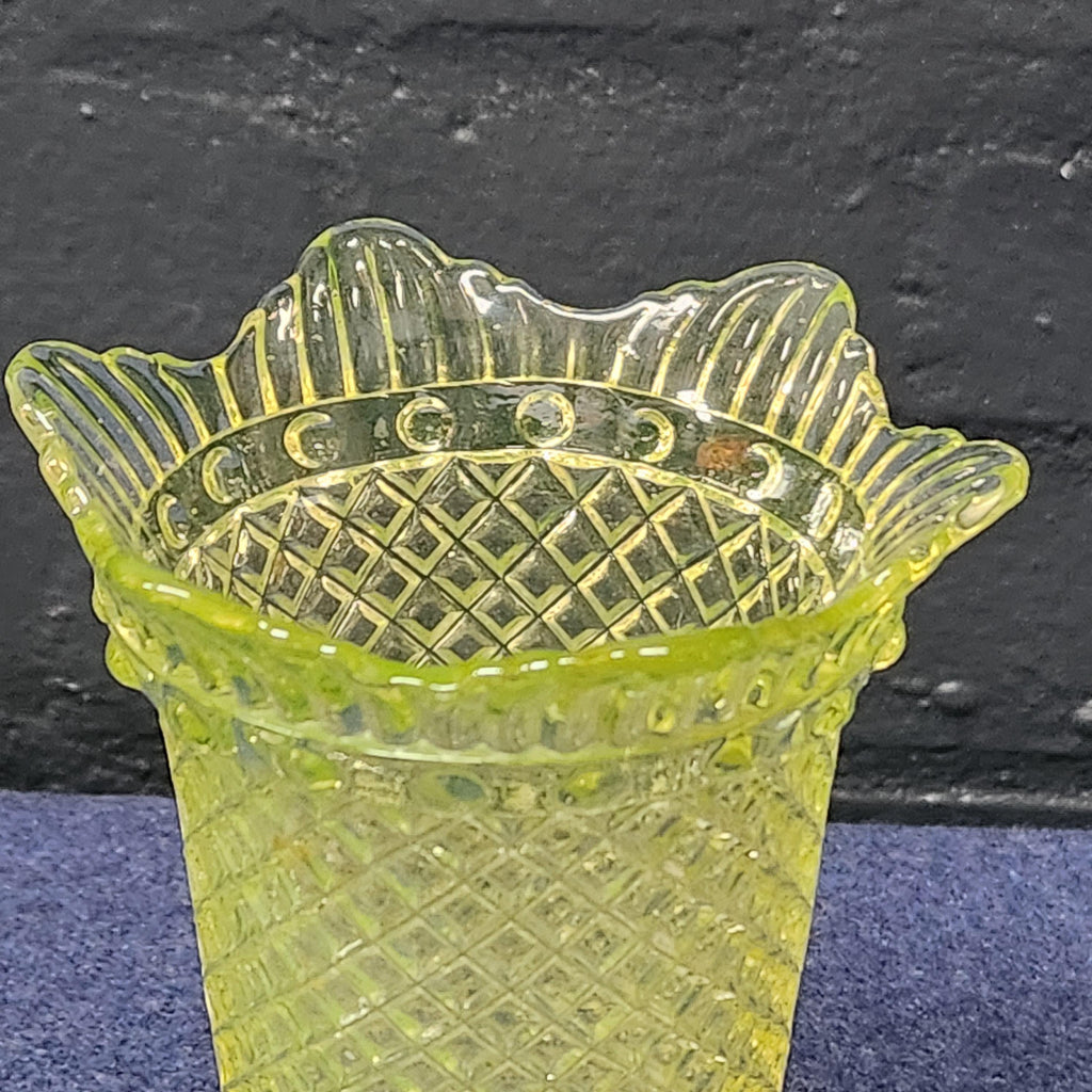 Yellow Uranium Glass Celery Vase