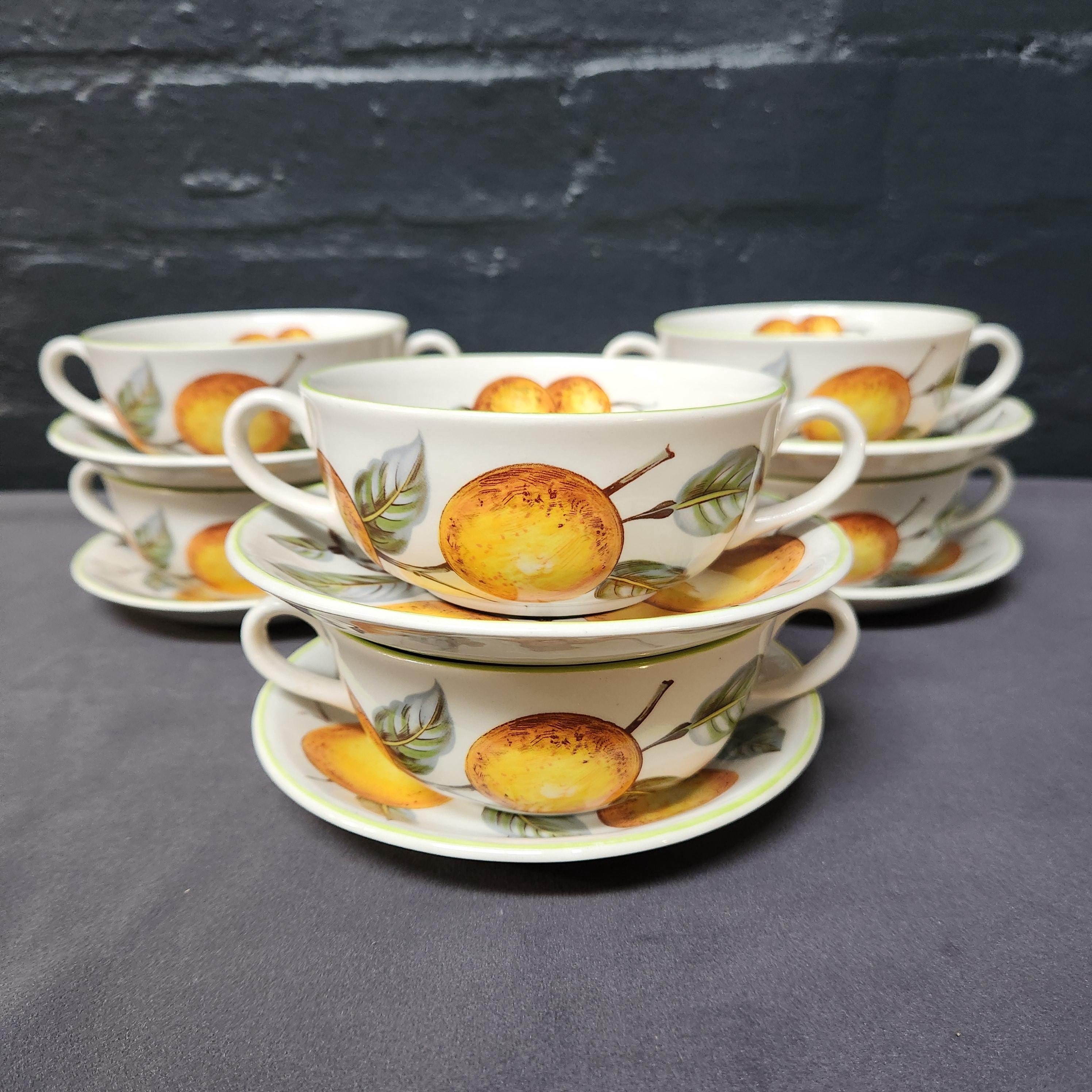 Wood and Sons, Orange Grove Soup Coupes and Saucers