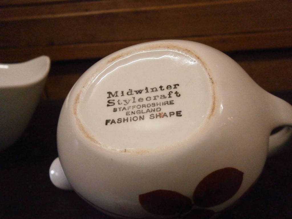 Midwinter Stylecraft 'Shadow Rose' Milk Jug & Sugar Bowl - Retro - Mid Century - Vintage