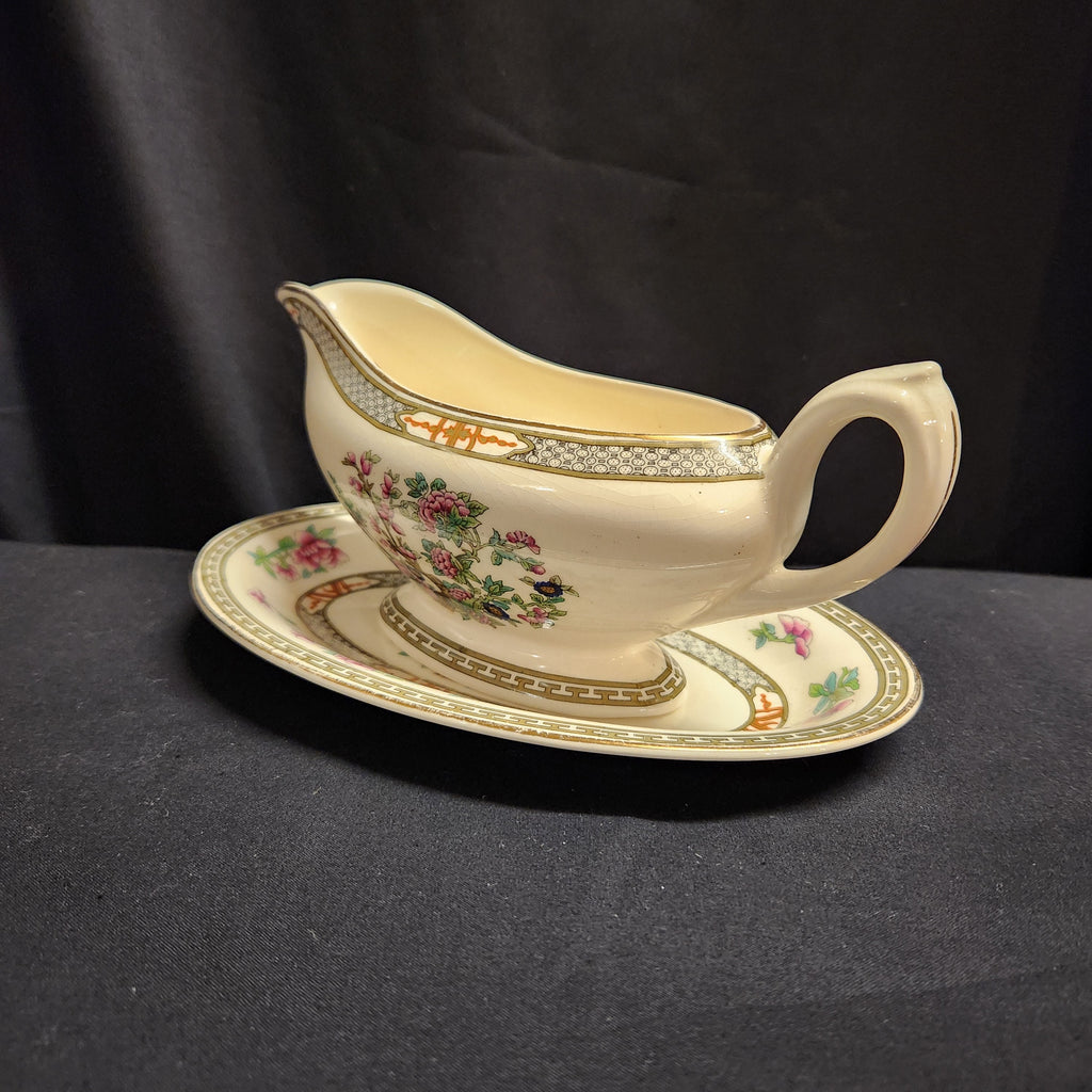 Indian Tree Gravy Boat and Saucer by Crown Ducal