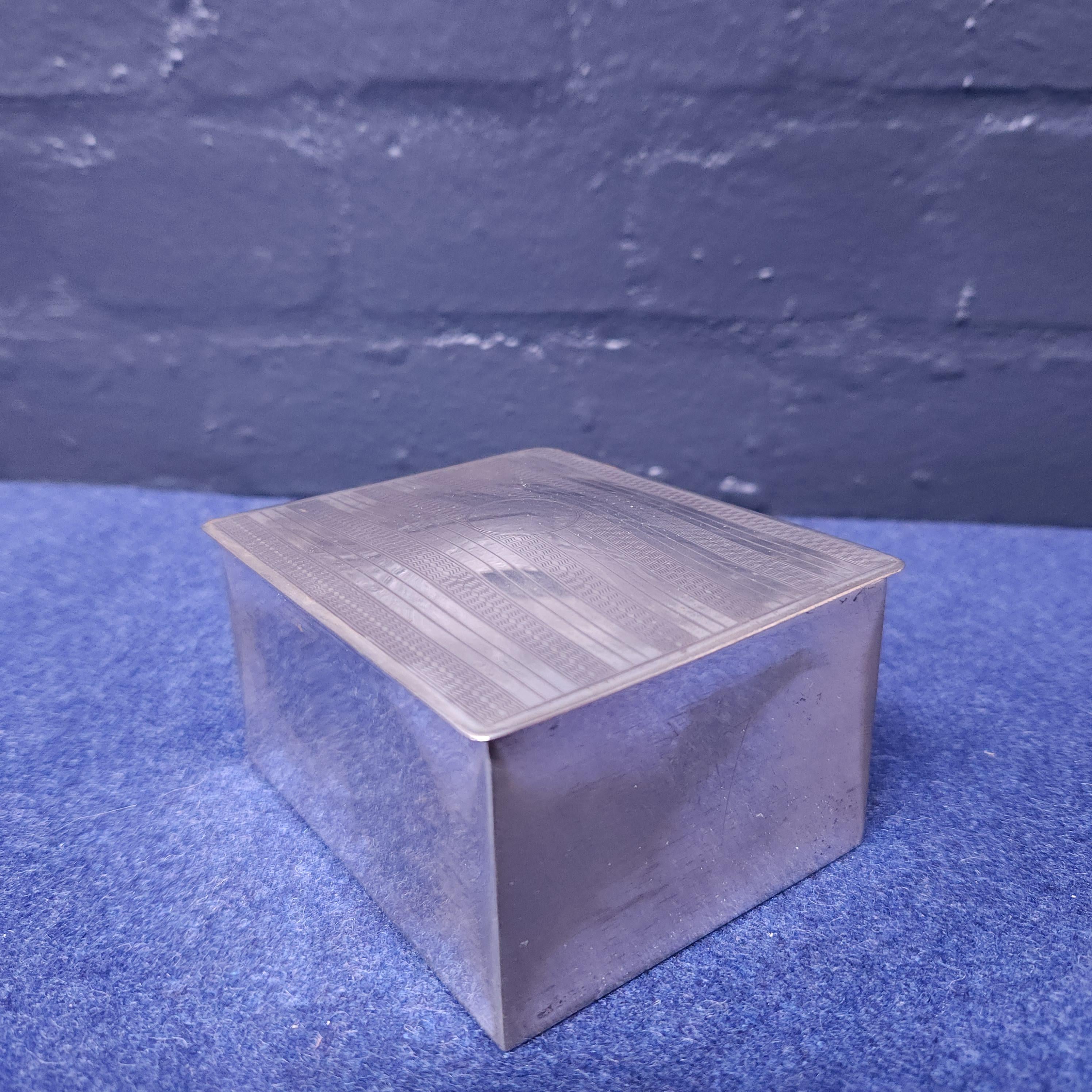 Silverplated Box, Engine-Turned Engraved, Wood Lined