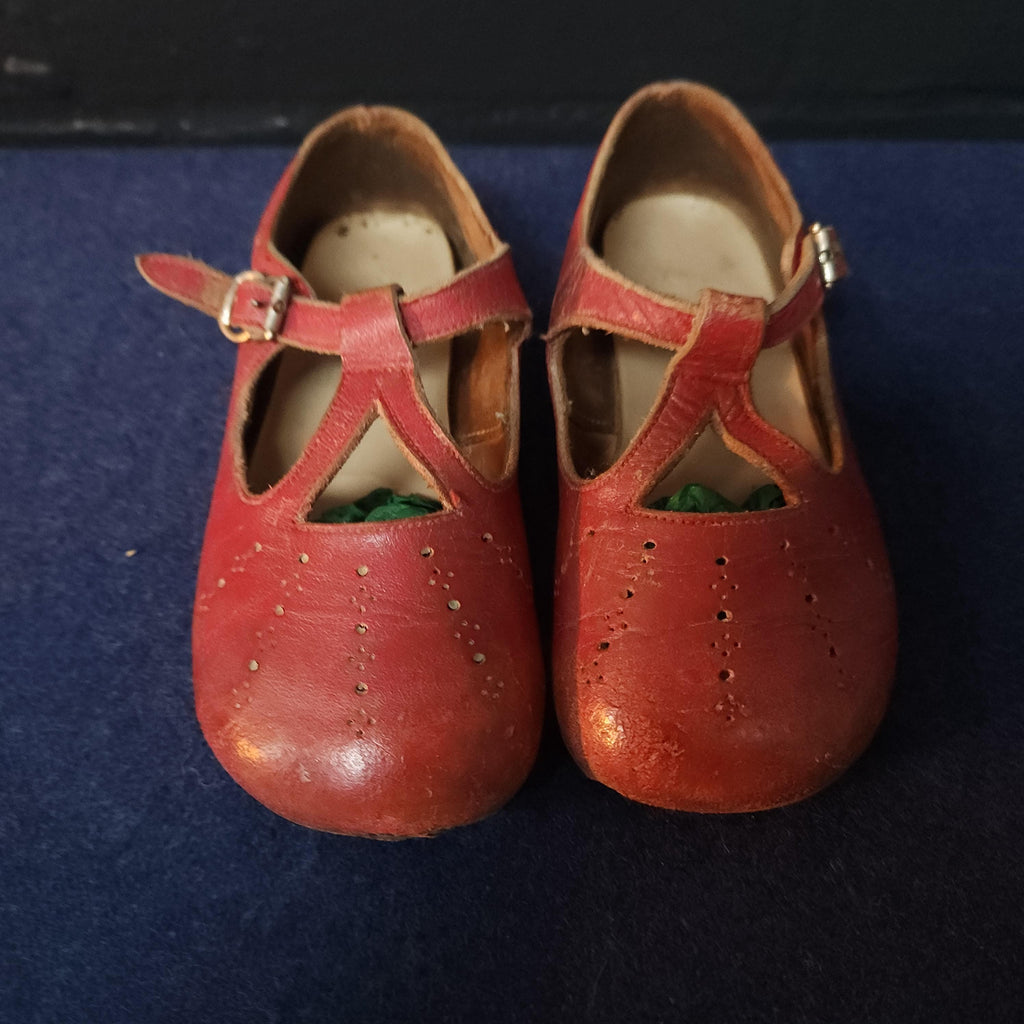 Vintage Childrens Red Leather Shoes, Start-Rite and Clarks