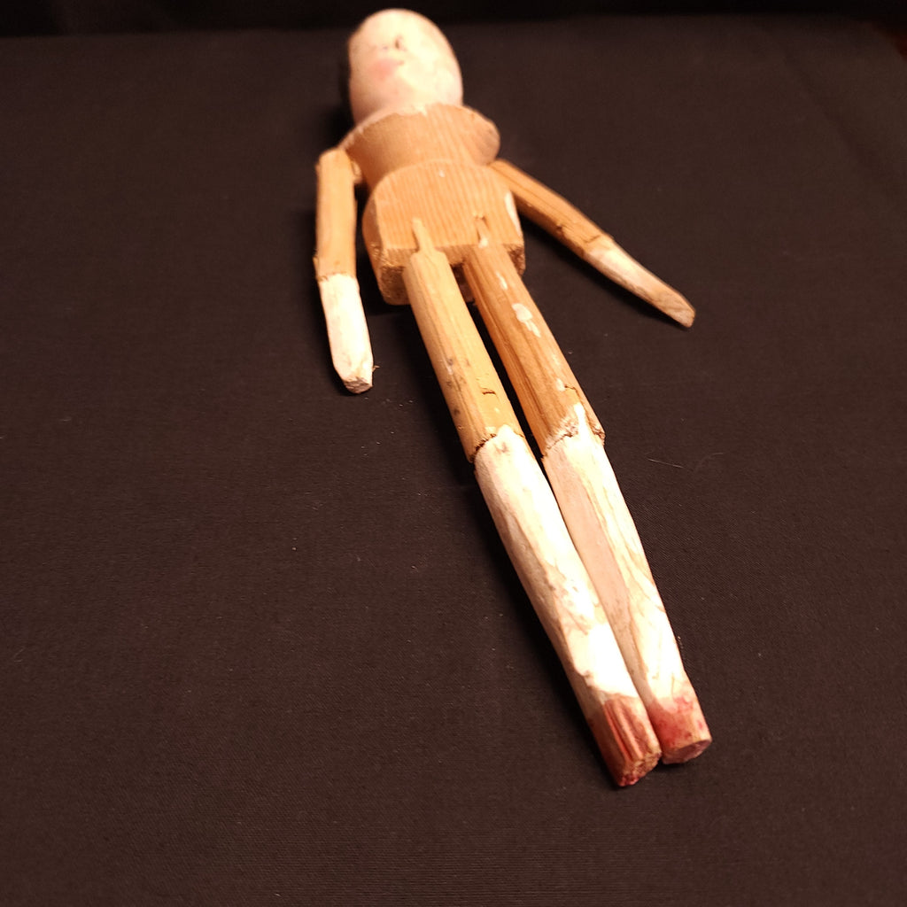 Antique Grodnertal Wooden Carved Peg Doll