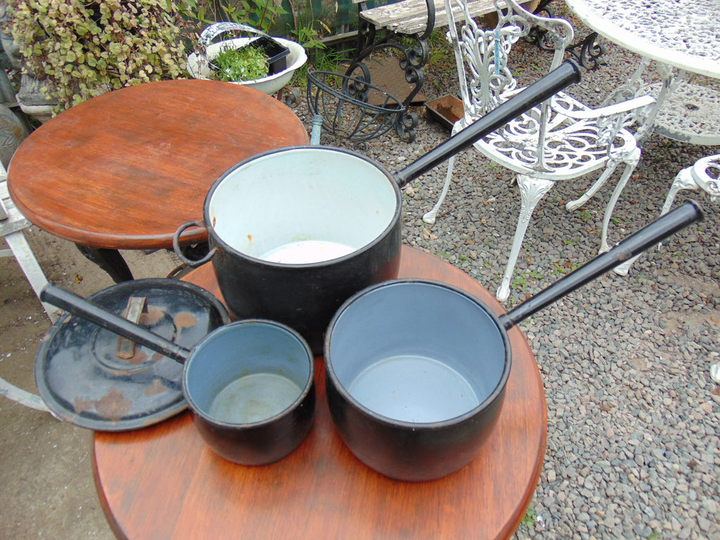 Set of 3 Vintage Judge Iron and Enamel Saucepans