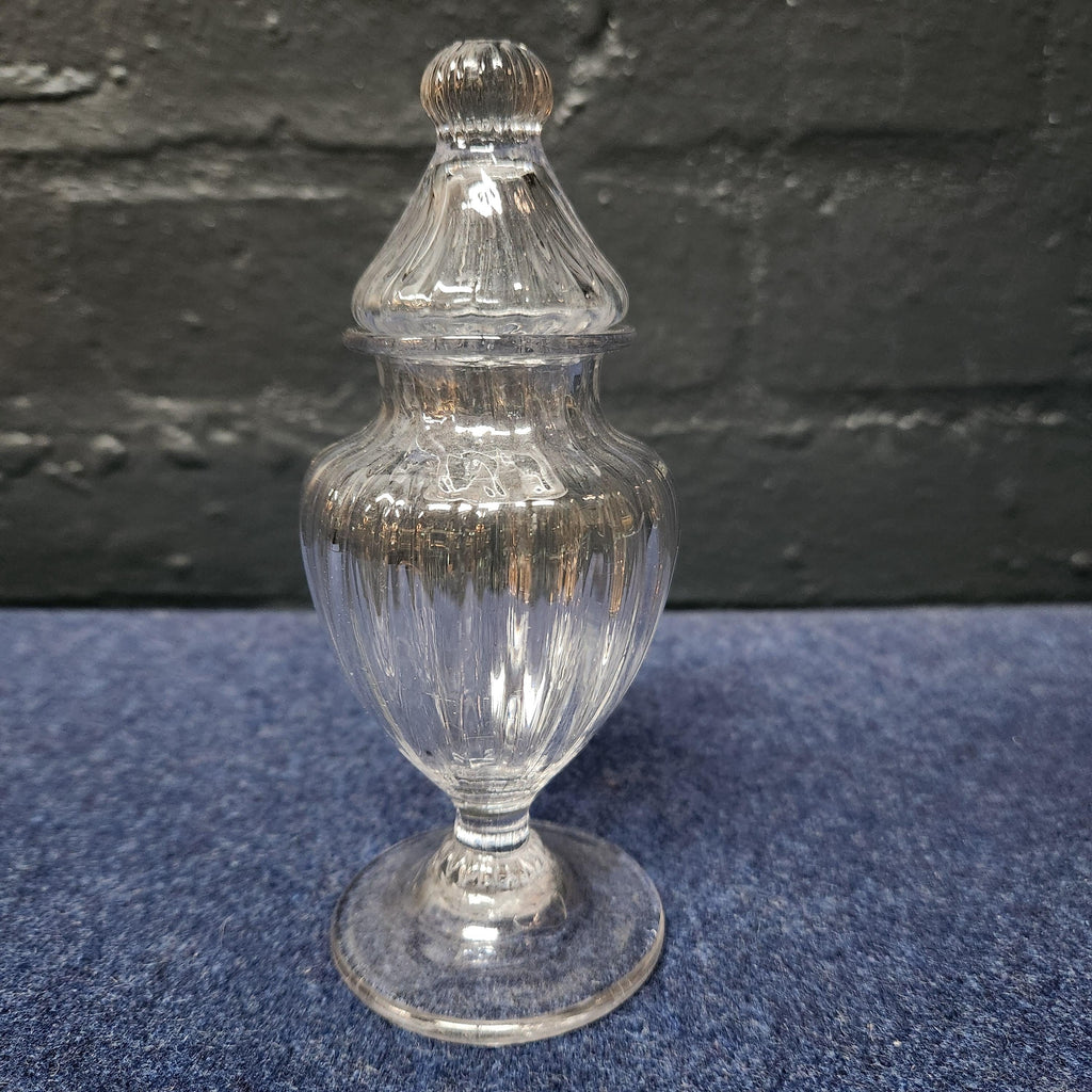 Hand Blown Glass Dry Mustard Lidded Jar Circa 1790