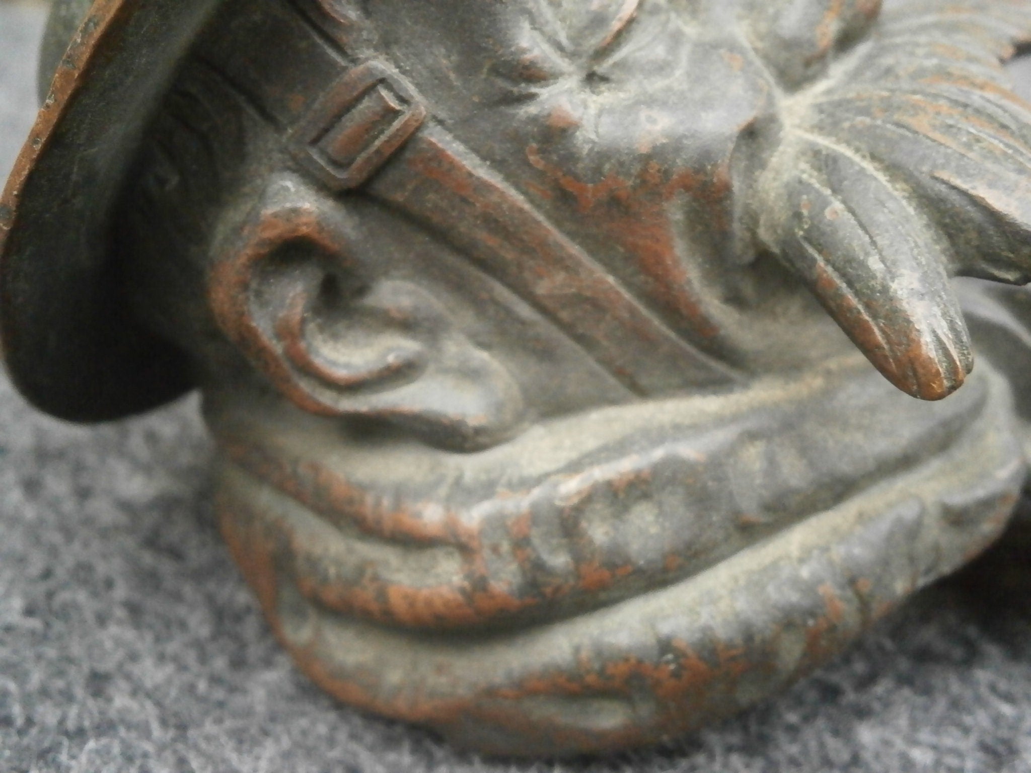 Antique Patinated Bronze Old Bill Car Mascot - Bruce Bairnsfather