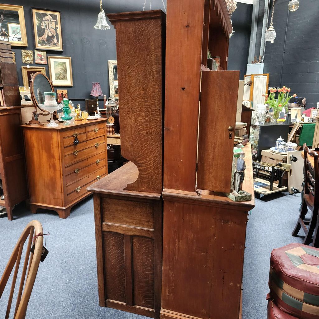 Late 19th/Early 20thC Half Glazed Oak Dresser