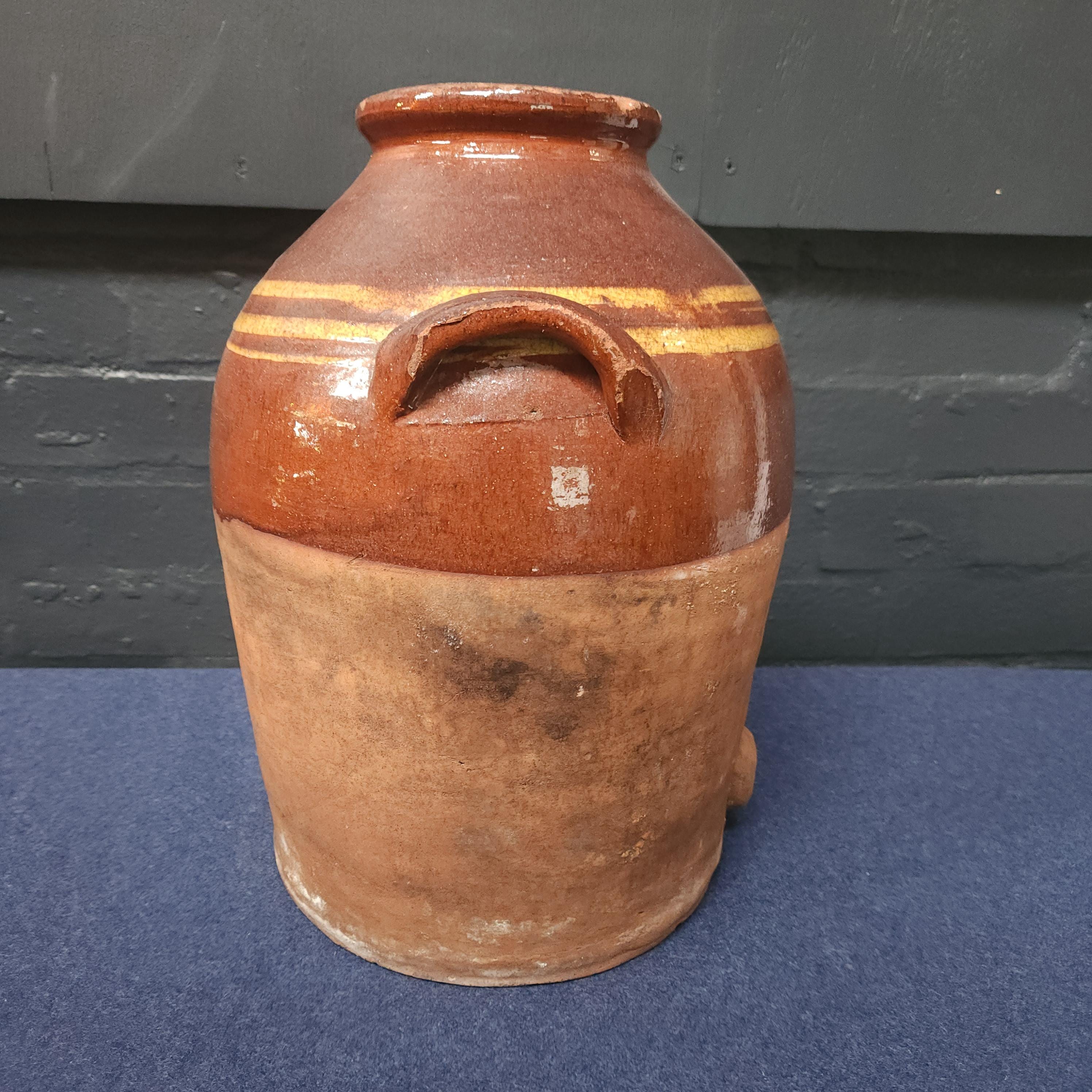 19thC Salopian Terracotta Dairy or Cider Flagon